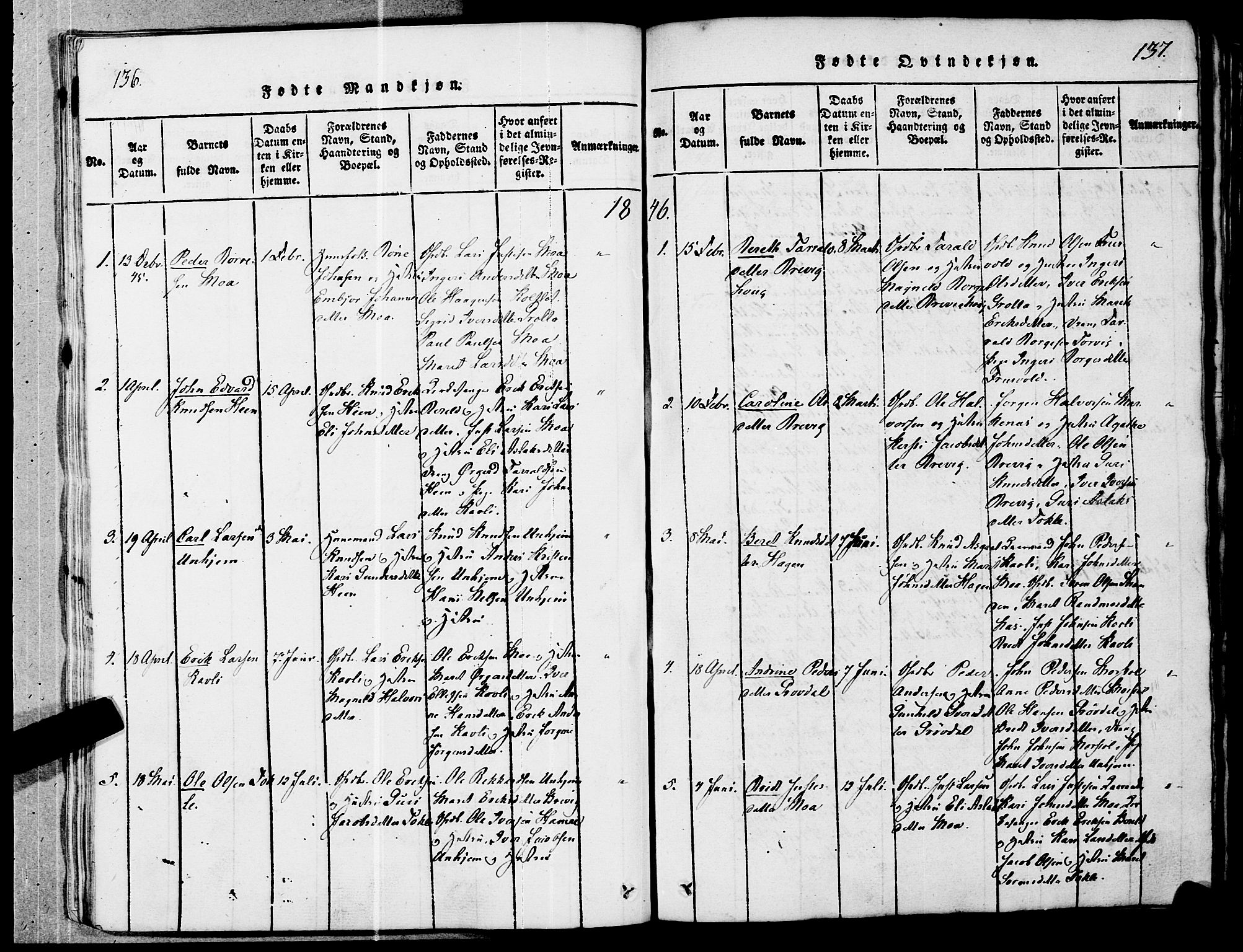 Ministerialprotokoller, klokkerbøker og fødselsregistre - Møre og Romsdal, SAT/A-1454/545/L0585: Ministerialbok nr. 545A01, 1818-1853, s. 136-137