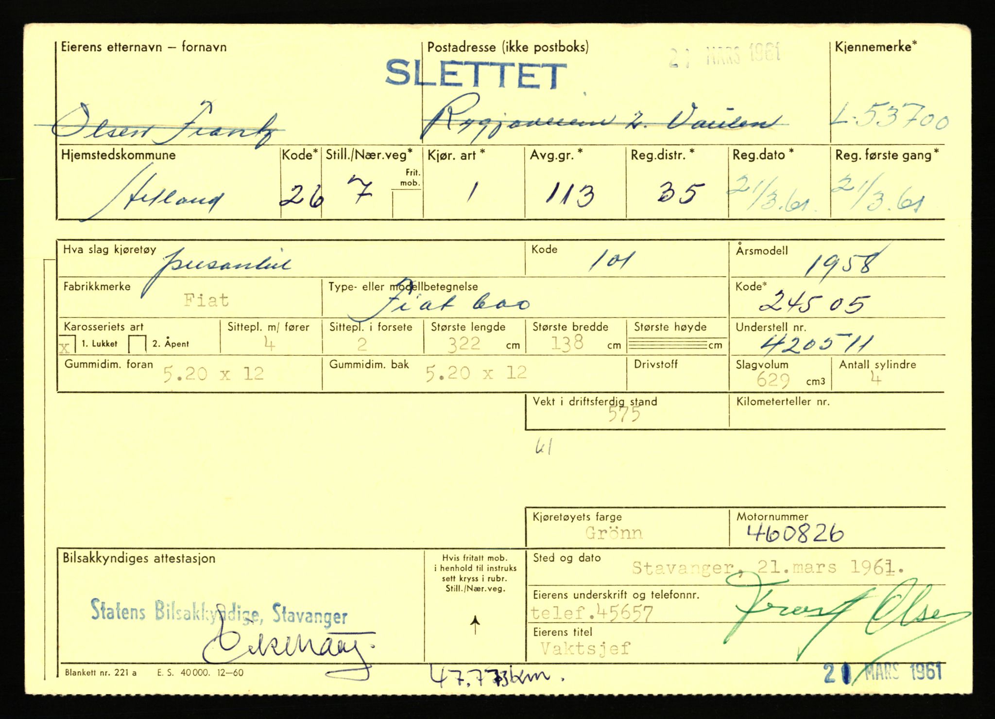 Stavanger trafikkstasjon, SAST/A-101942/0/F/L0053: L-52900 - L-54199, 1930-1971, s. 1913