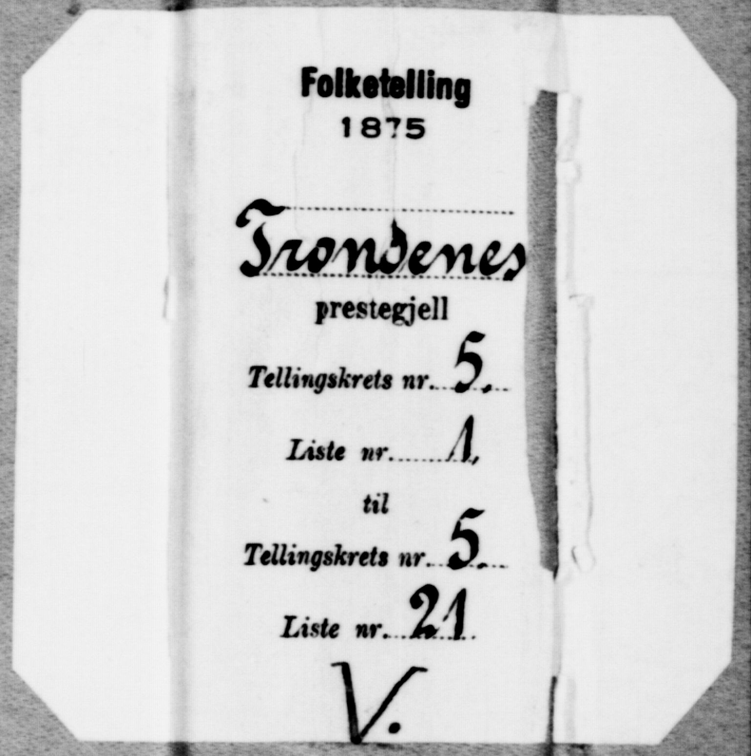 SATØ, Folketelling 1875 for 1914P Trondenes prestegjeld, 1875