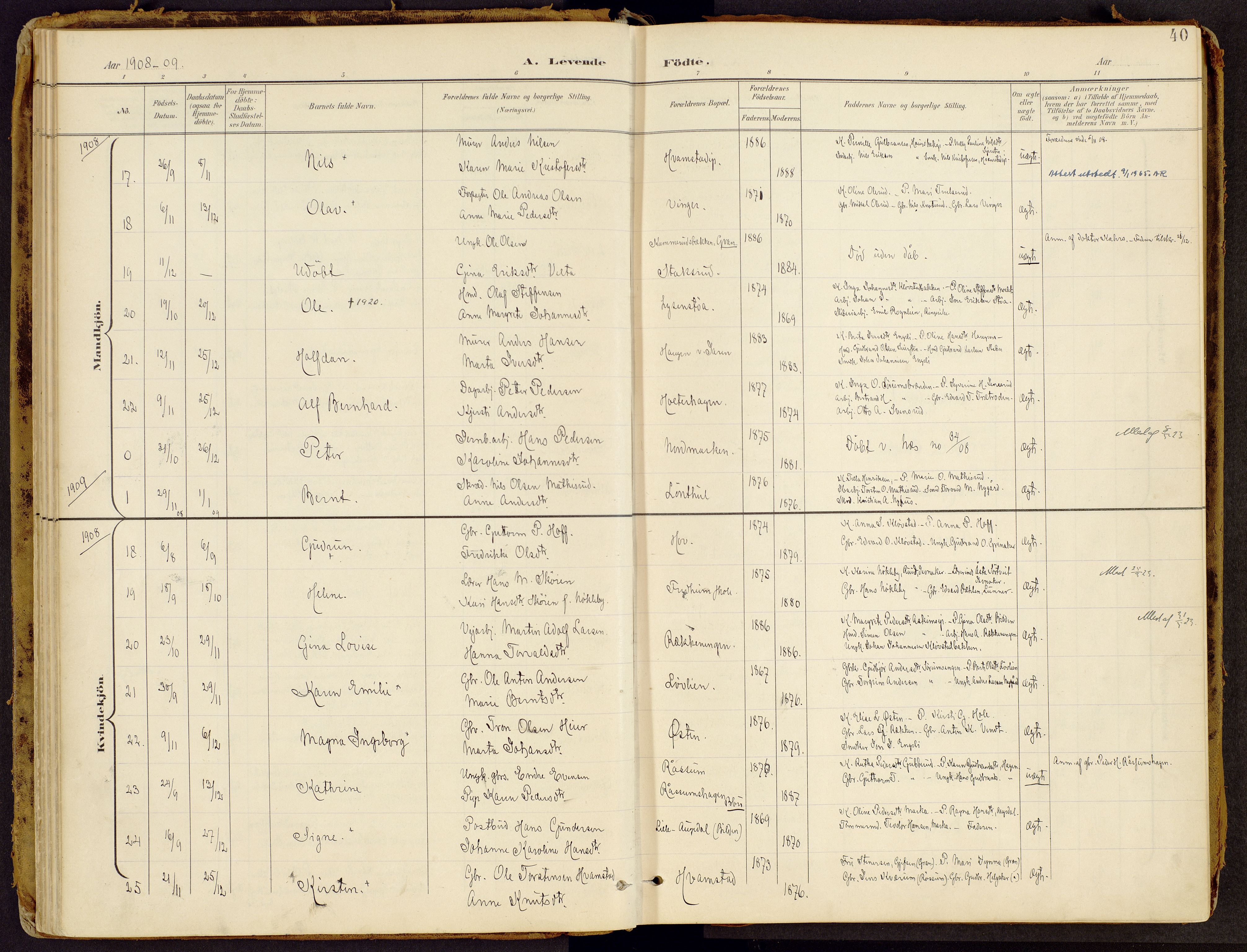 Brandbu prestekontor, SAH/PREST-114/H/Ha/Haa/L0002: Ministerialbok nr. 2, 1899-1914, s. 40