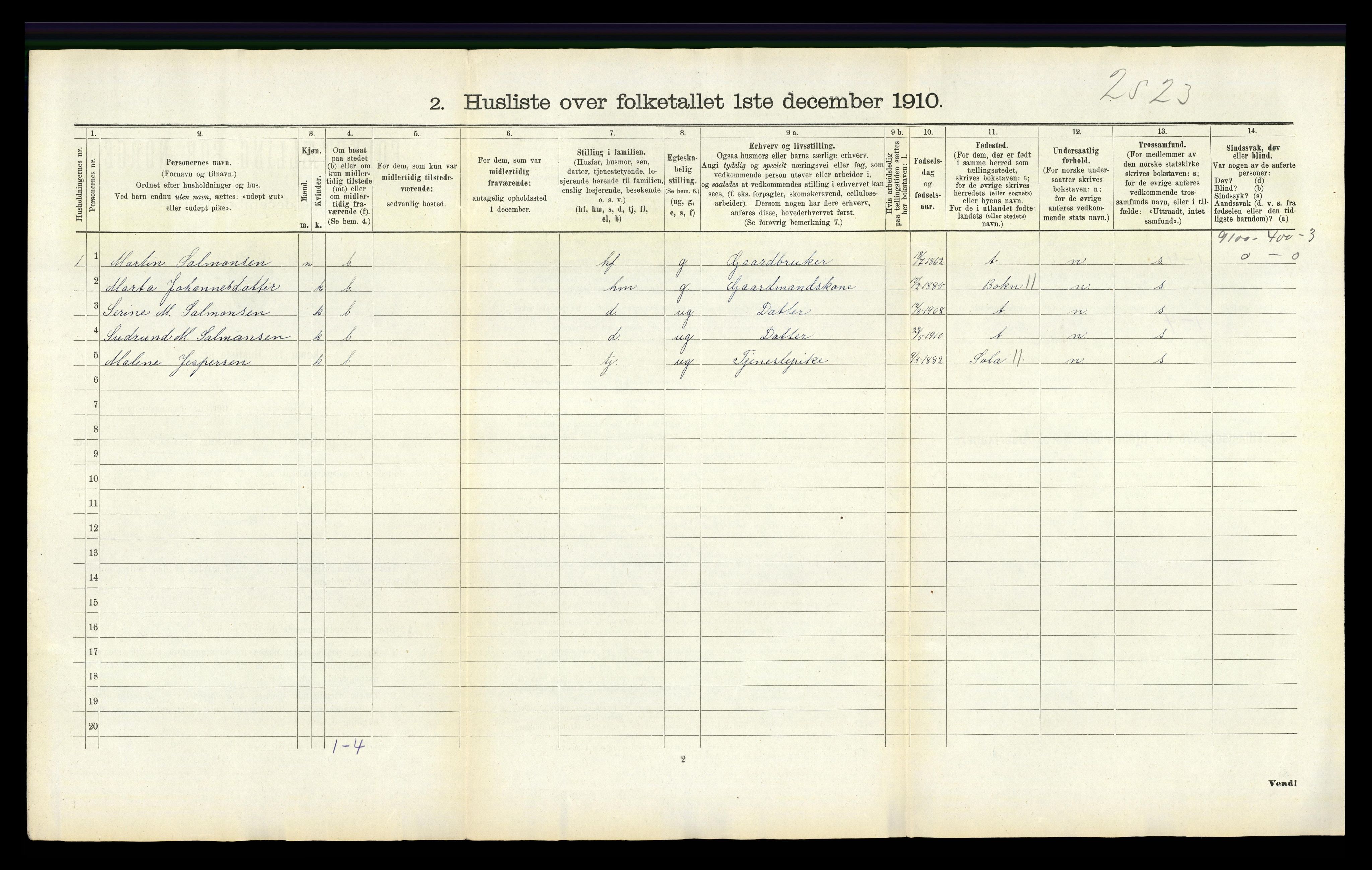 RA, Folketelling 1910 for 1123 Høyland herred, 1910, s. 925