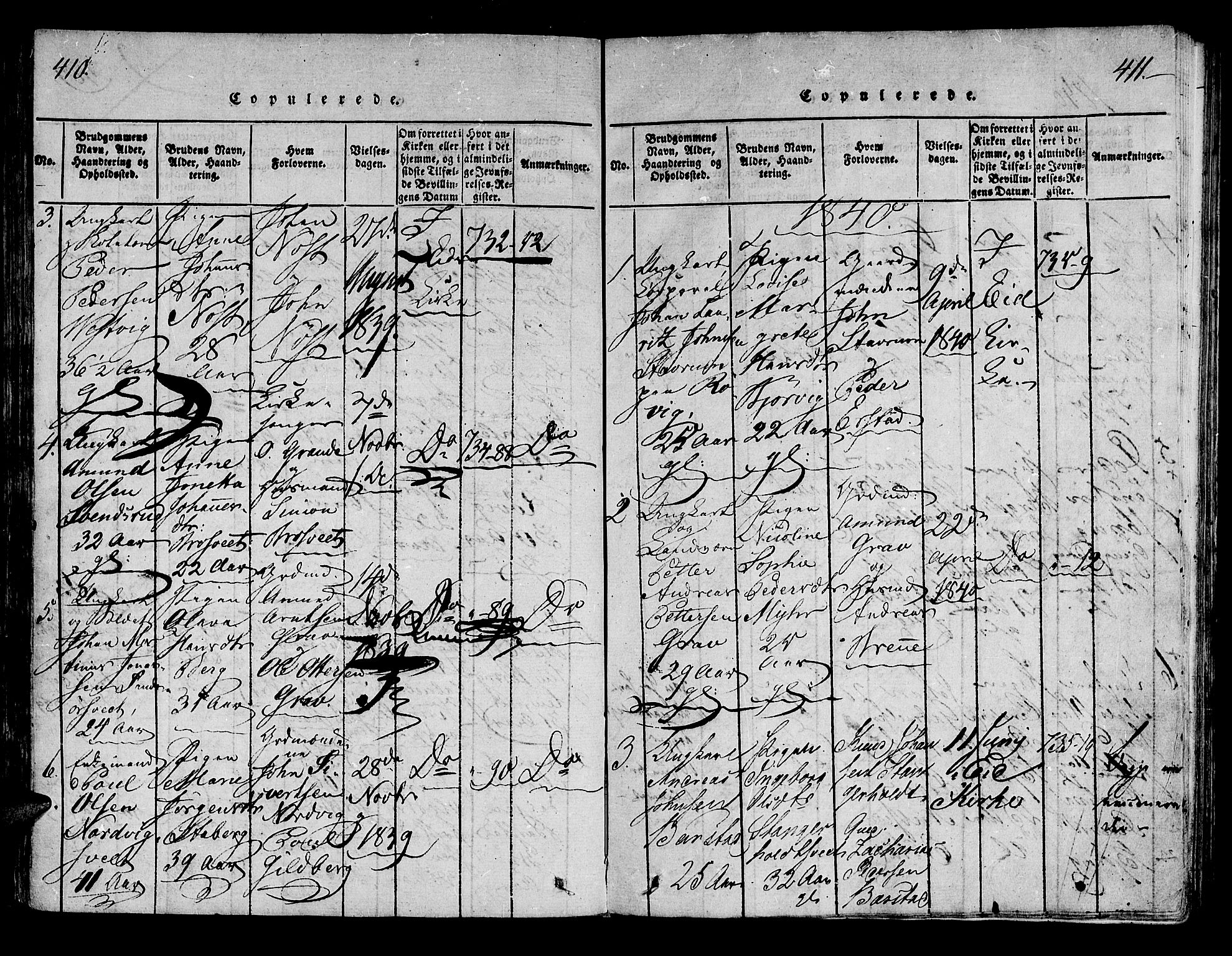 Ministerialprotokoller, klokkerbøker og fødselsregistre - Nord-Trøndelag, AV/SAT-A-1458/722/L0217: Ministerialbok nr. 722A04, 1817-1842, s. 410-411