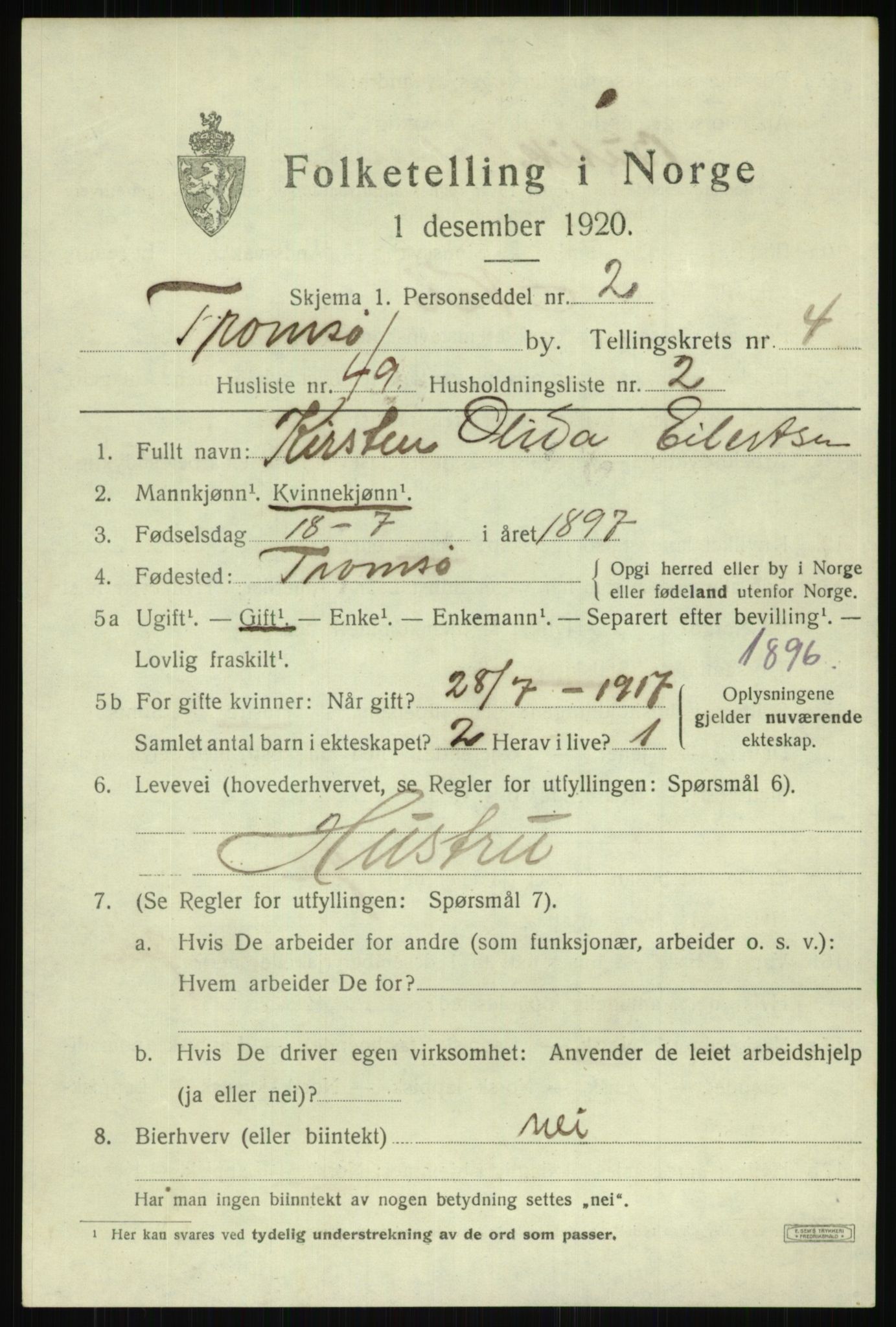 SATØ, Folketelling 1920 for 1902 Tromsø kjøpstad, 1920, s. 12906