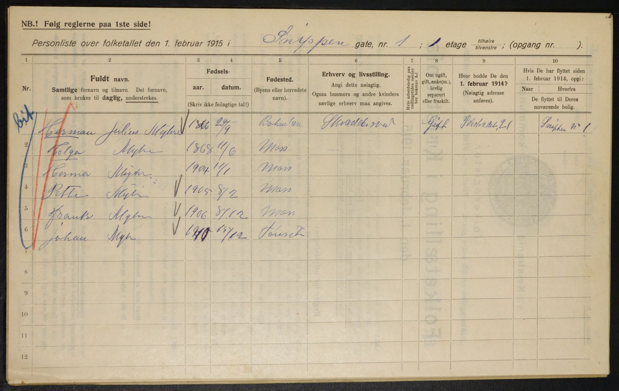 OBA, Kommunal folketelling 1.2.1915 for Kristiania, 1915, s. 97847