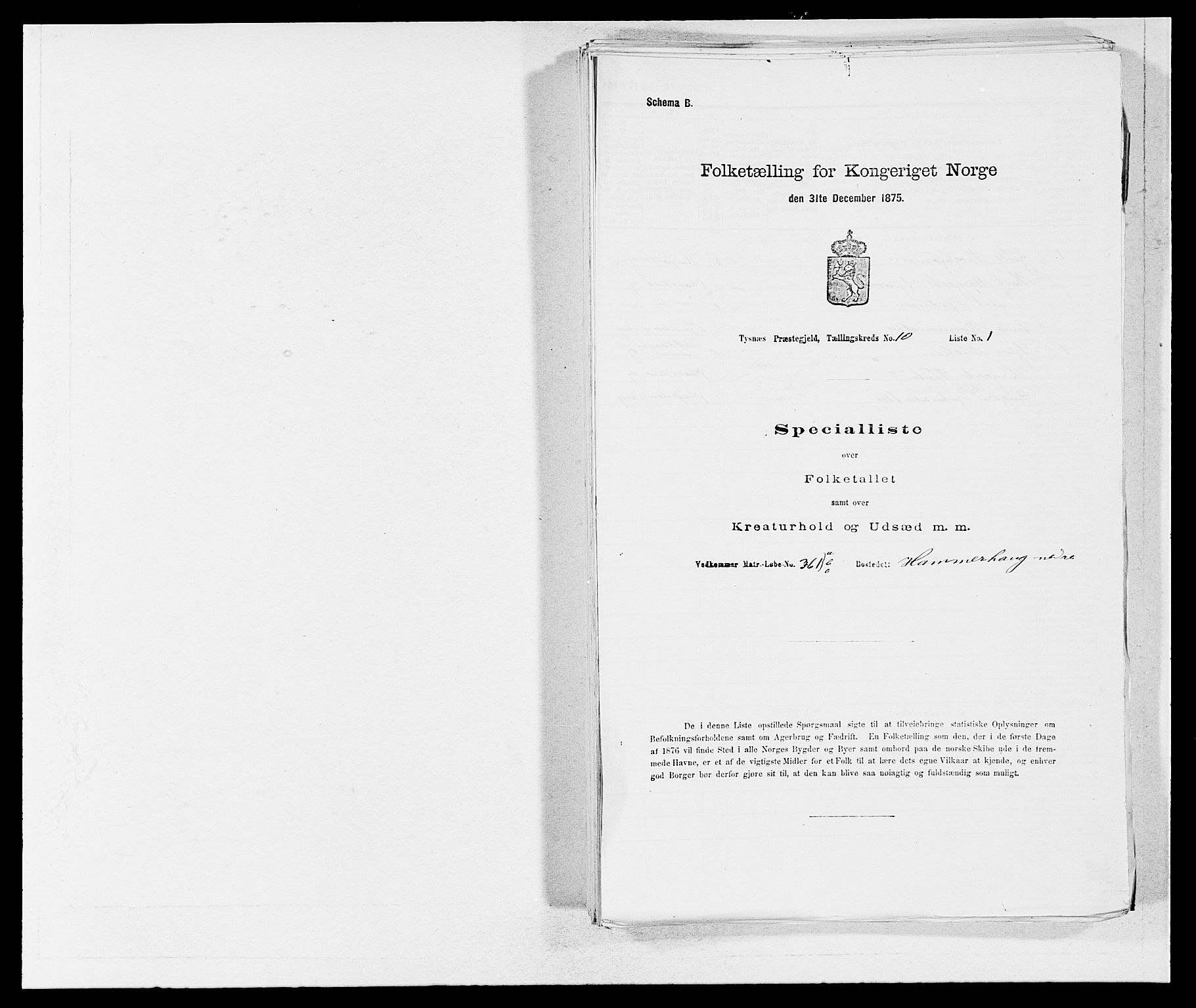 SAB, Folketelling 1875 for 1223P Tysnes prestegjeld, 1875, s. 1127