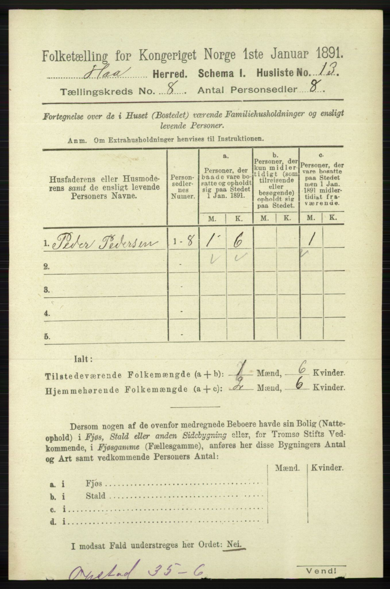 RA, Folketelling 1891 for 1119 Hå herred, 1891, s. 2042