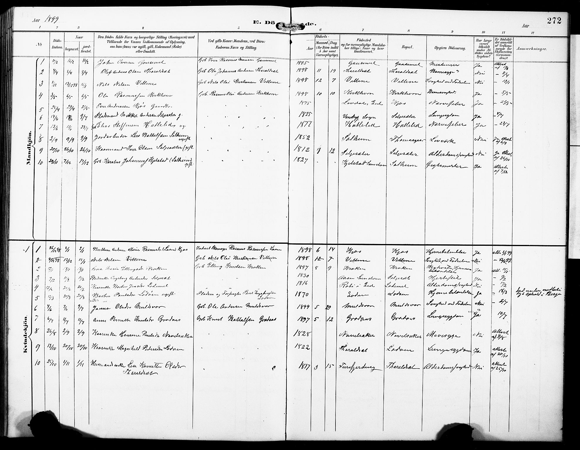 Hornindal sokneprestembete, SAB/A-82401/H/Hab: Klokkerbok nr. A 2, 1894-1927, s. 272