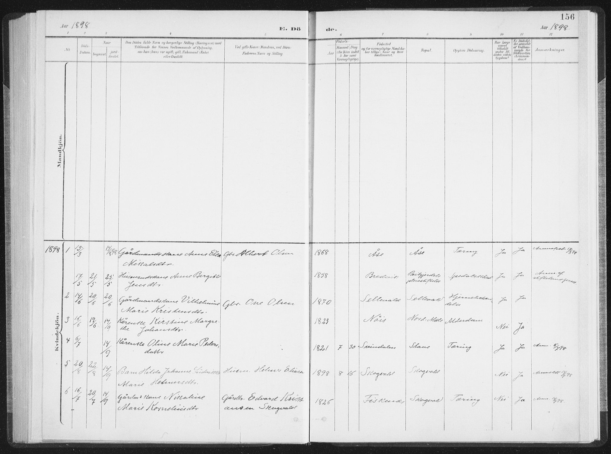 Ministerialprotokoller, klokkerbøker og fødselsregistre - Nordland, AV/SAT-A-1459/897/L1400: Ministerialbok nr. 897A07, 1897-1908, s. 156