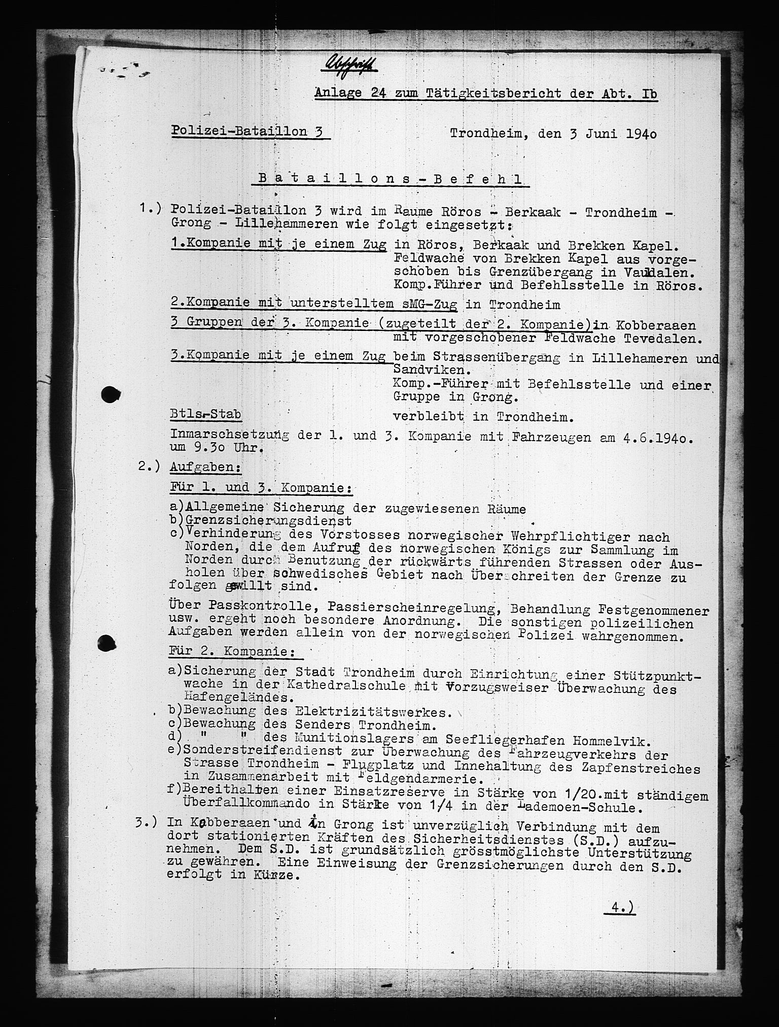 Documents Section, AV/RA-RAFA-2200/V/L0087: Amerikansk mikrofilm "Captured German Documents".
Box No. 726.  FKA jnr. 601/1954., 1940, s. 267