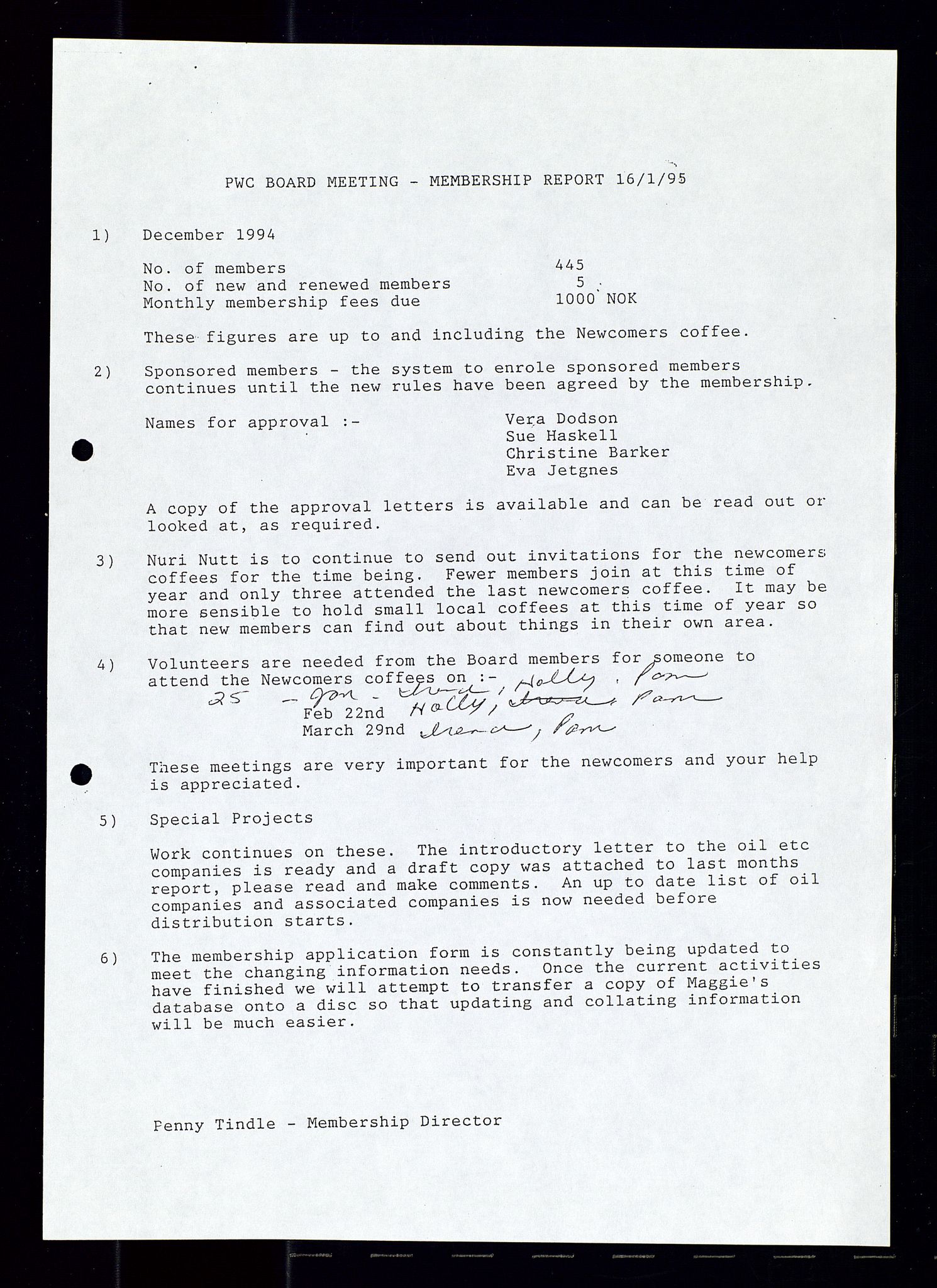 PA 1547 - Petroleum Wives Club, AV/SAST-A-101974/A/Aa/L0003: Board and General Meeting, 1994-1998