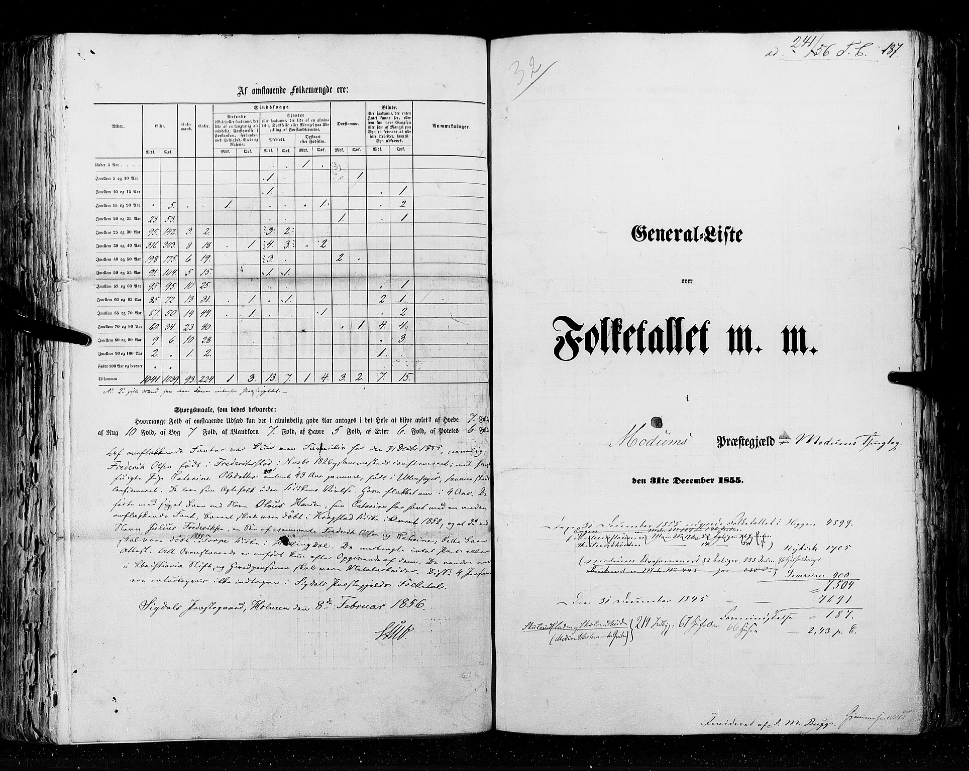 RA, Folketellingen 1855, bind 2: Kristians amt, Buskerud amt og Jarlsberg og Larvik amt, 1855, s. 187