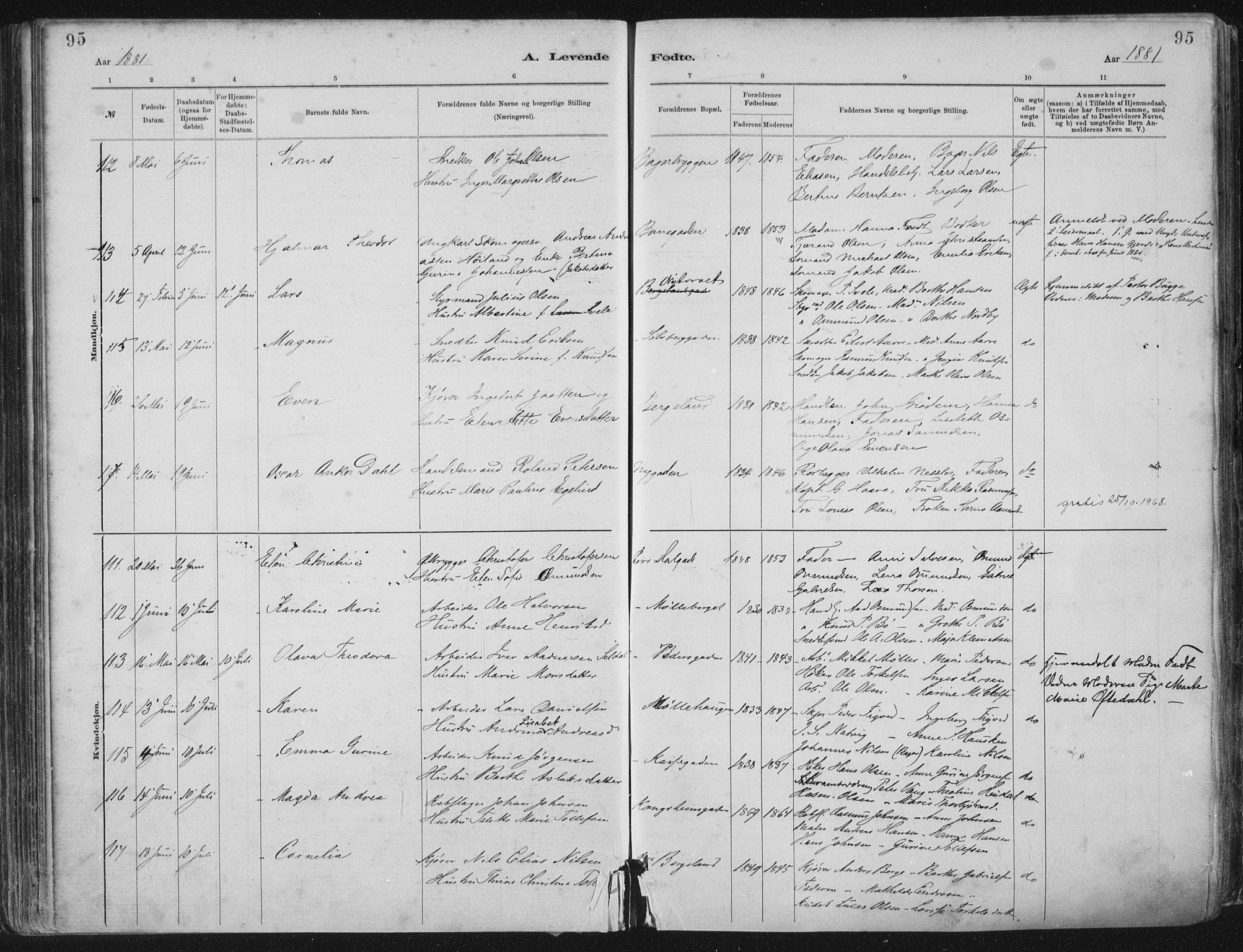St. Petri sokneprestkontor, AV/SAST-A-101813/001/30/30BA/L0015: Ministerialbok nr. A 15, 1879-1888, s. 95