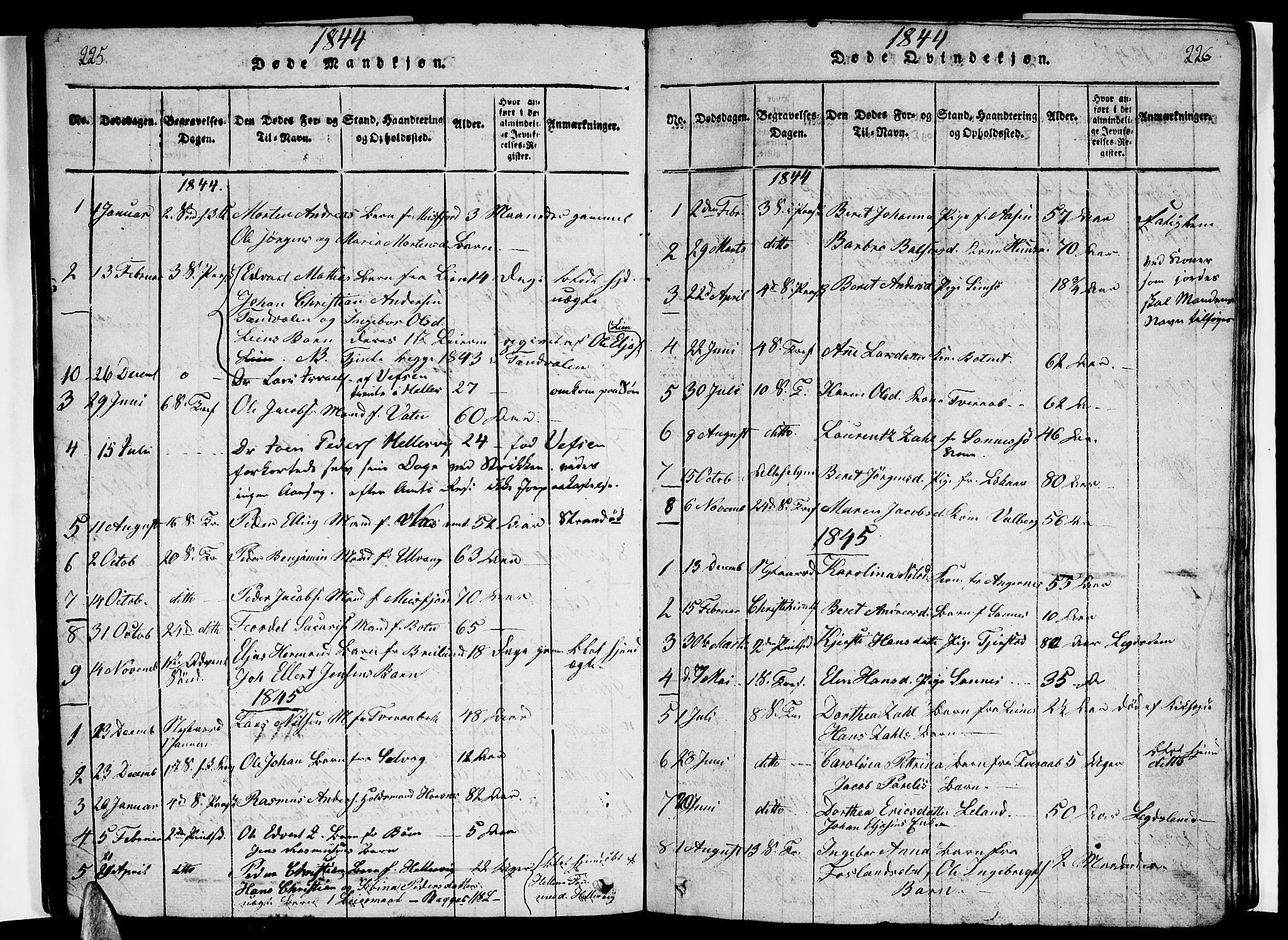 Ministerialprotokoller, klokkerbøker og fødselsregistre - Nordland, AV/SAT-A-1459/831/L0474: Klokkerbok nr. 831C01, 1820-1850, s. 225-226