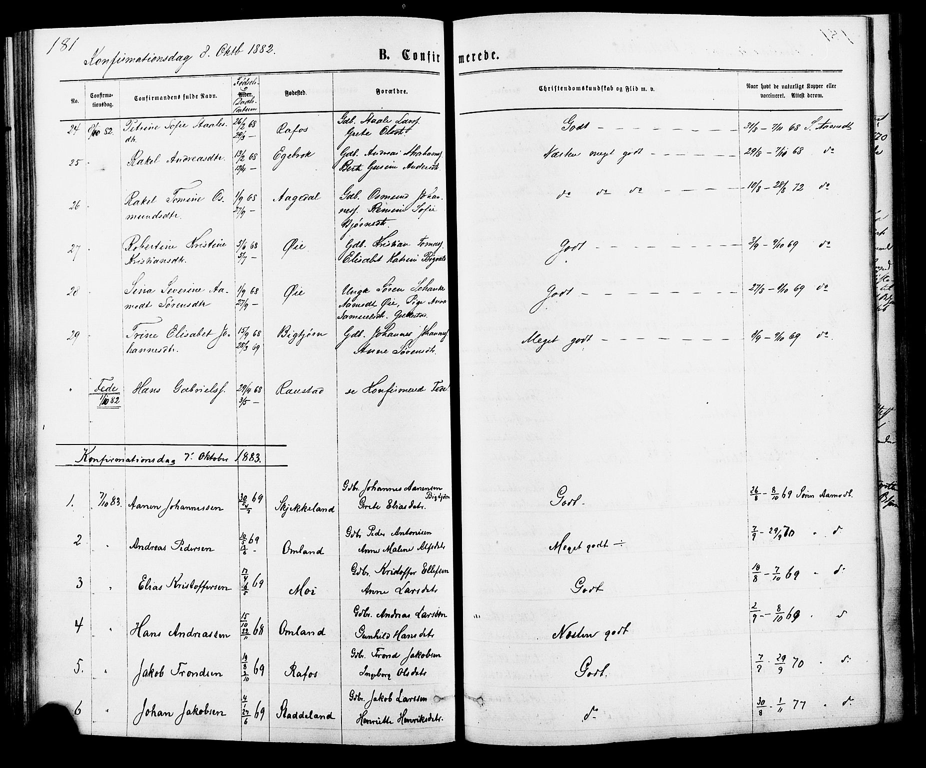 Kvinesdal sokneprestkontor, SAK/1111-0026/F/Fa/Fab/L0007: Ministerialbok nr. A 7, 1870-1885, s. 181
