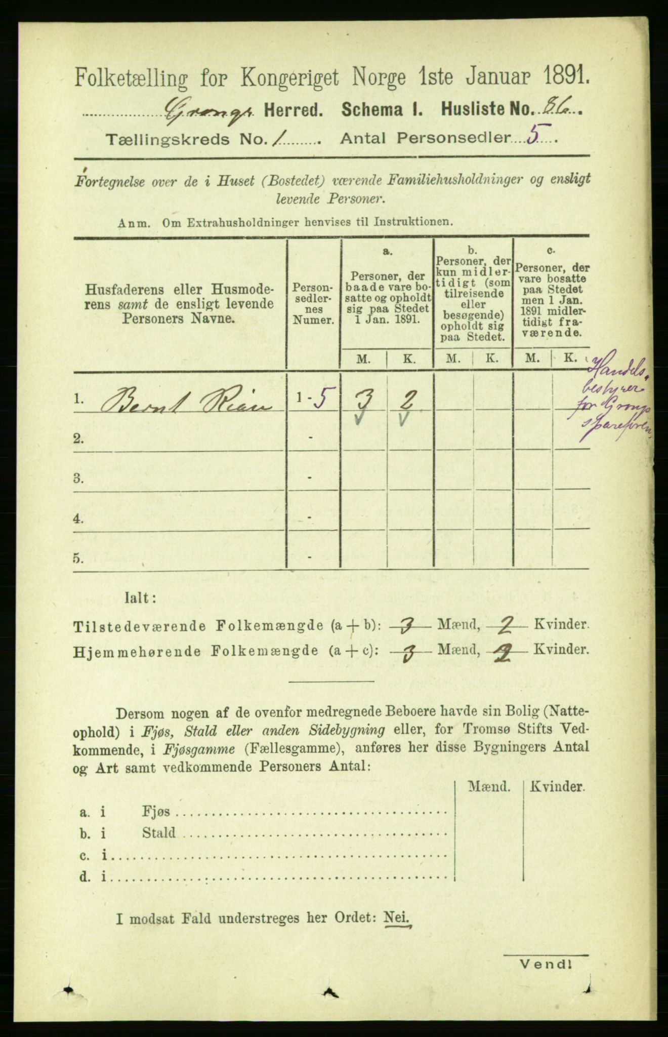 RA, Folketelling 1891 for 1742 Grong herred, 1891, s. 115