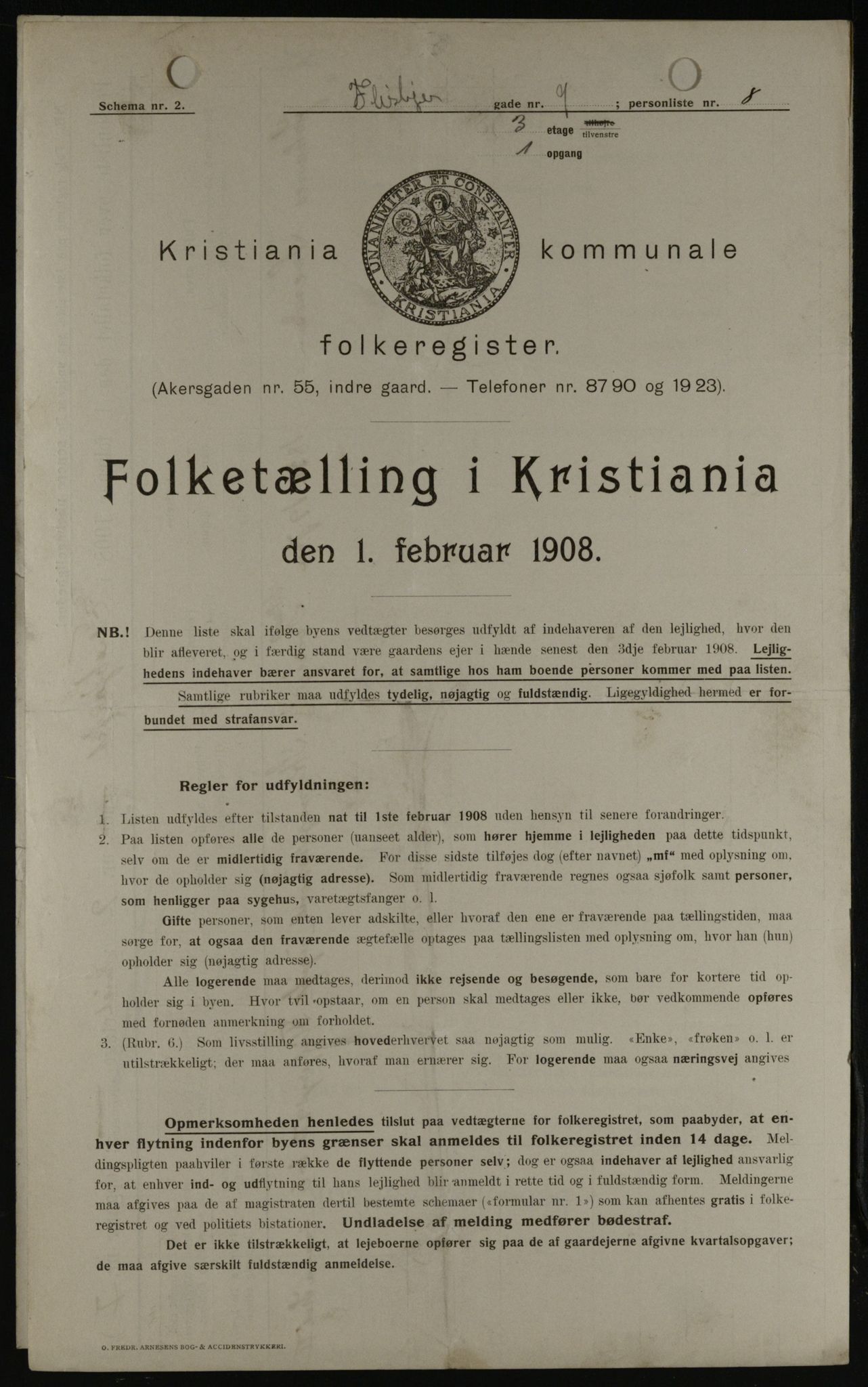 OBA, Kommunal folketelling 1.2.1908 for Kristiania kjøpstad, 1908, s. 22325