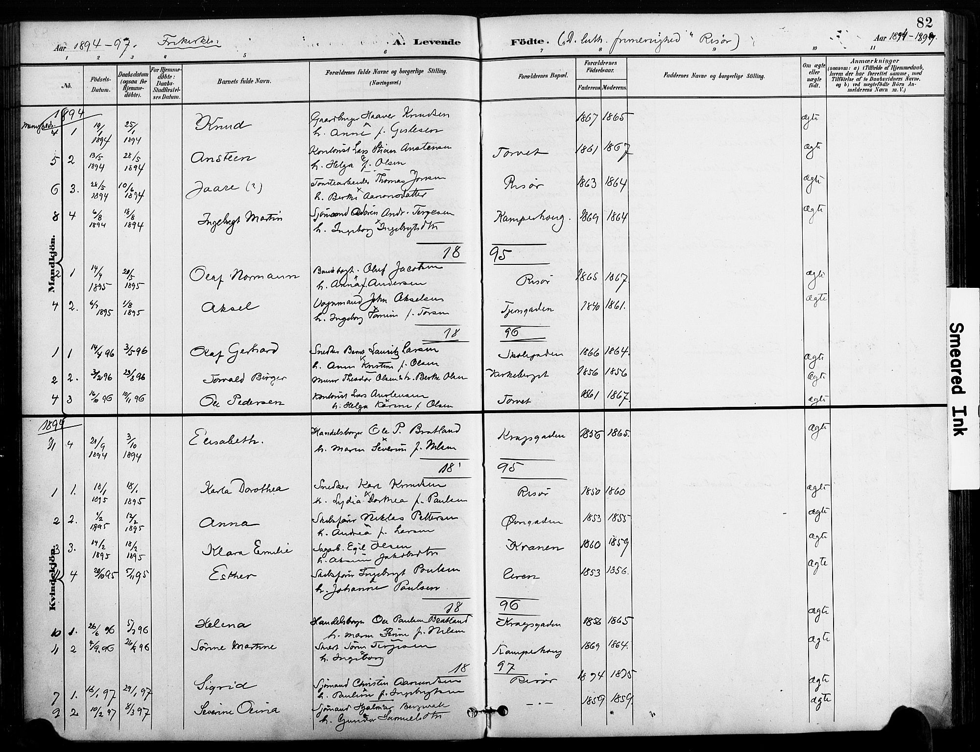 Risør sokneprestkontor, AV/SAK-1111-0035/F/Fa/L0010: Ministerialbok nr. A 10, 1896-1906, s. 82