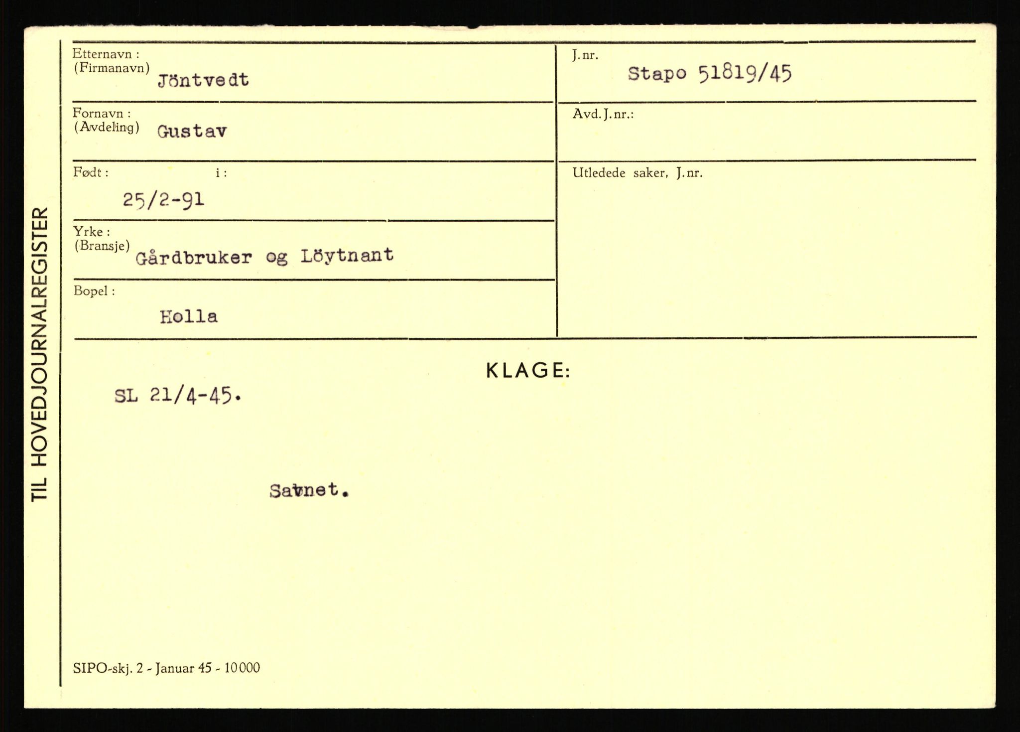 Statspolitiet - Hovedkontoret / Osloavdelingen, AV/RA-S-1329/C/Ca/L0008: Johan(nes)sen - Knoph, 1943-1945, s. 2688