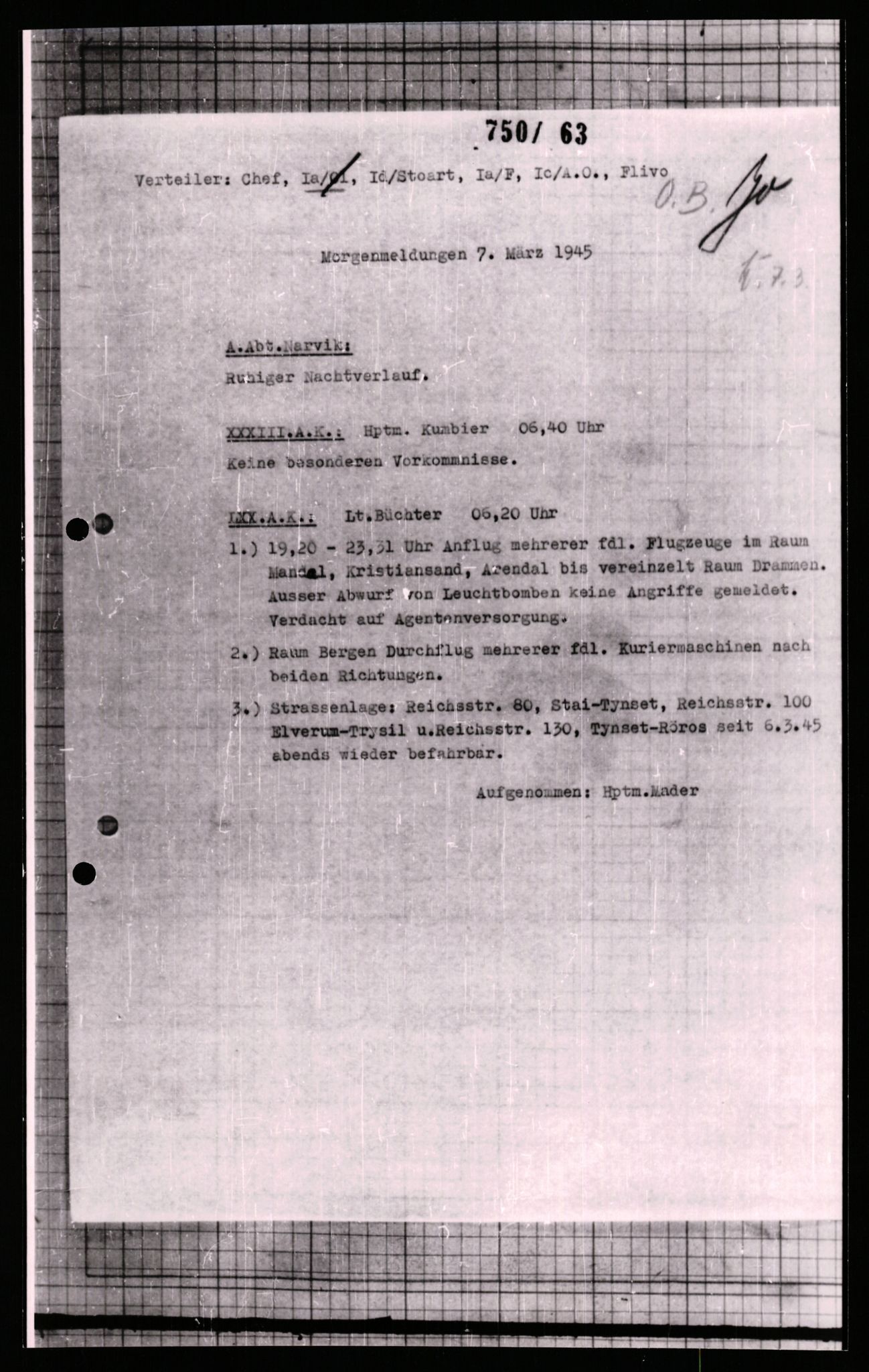 Forsvarets Overkommando. 2 kontor. Arkiv 11.4. Spredte tyske arkivsaker, AV/RA-RAFA-7031/D/Dar/Dara/L0008: Krigsdagbøker for 20. Gebirgs-Armee-Oberkommando (AOK 20), 1945, s. 300