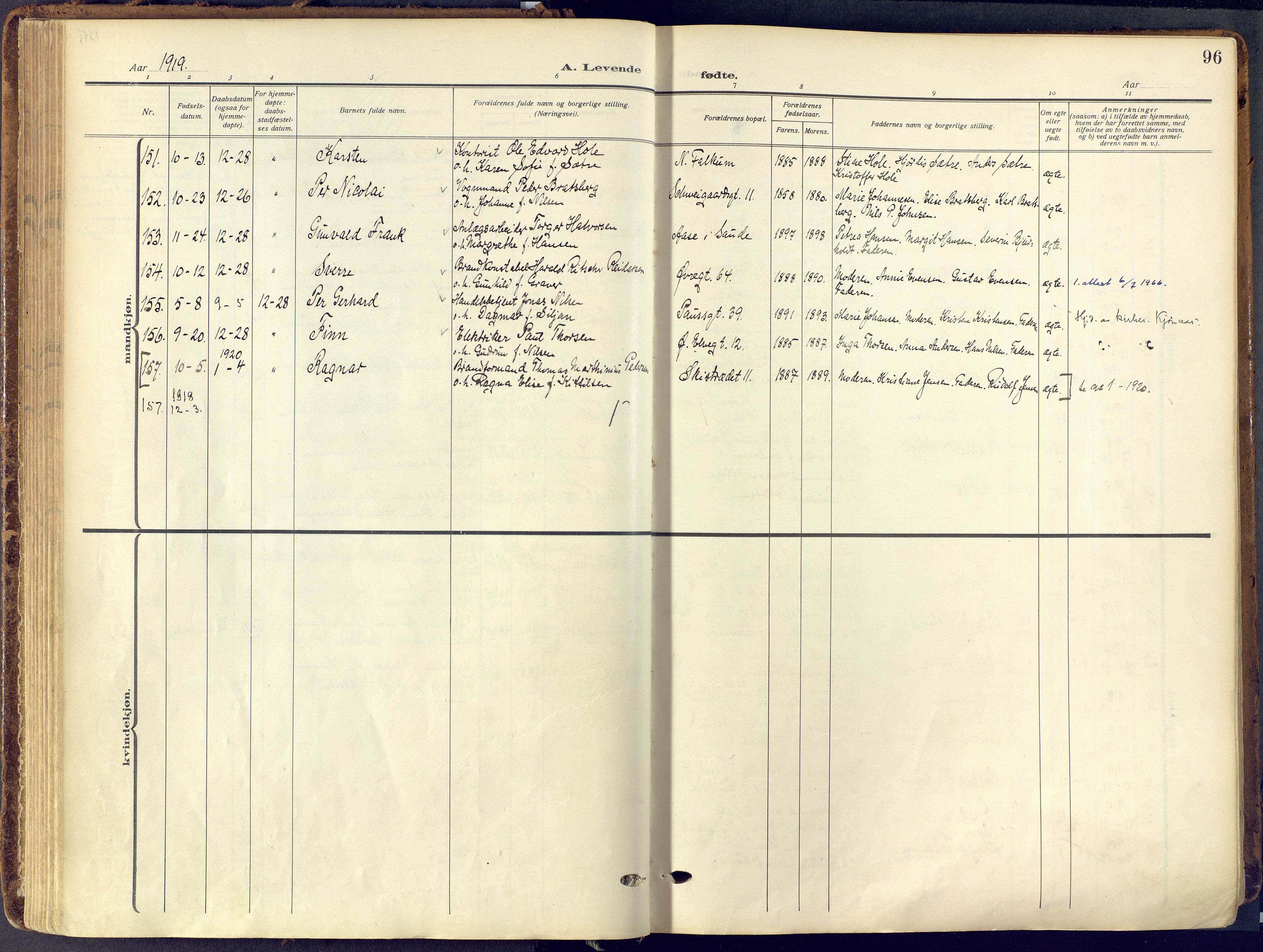 Skien kirkebøker, SAKO/A-302/F/Fa/L0013: Ministerialbok nr. 13, 1915-1921, s. 96