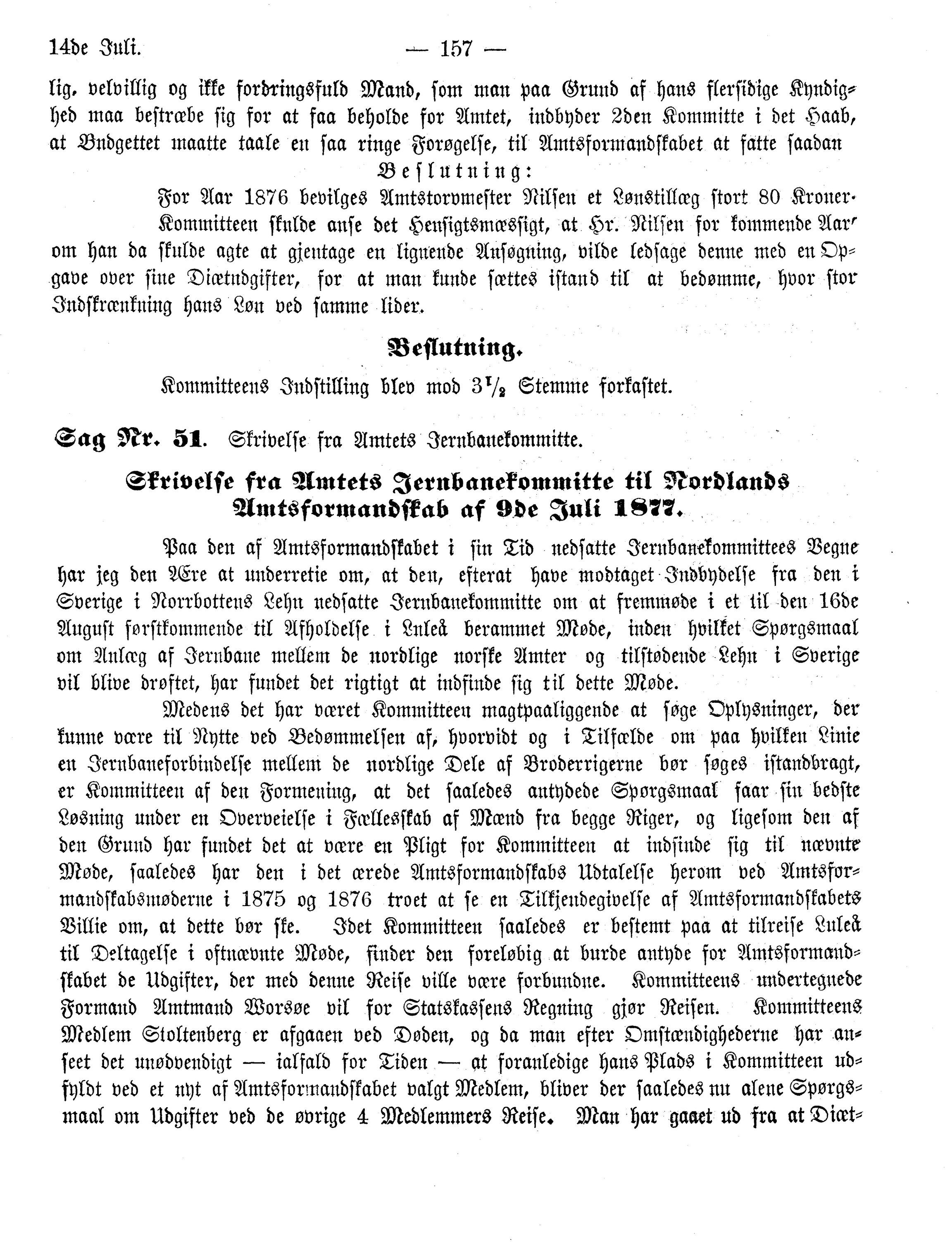 Nordland Fylkeskommune. Fylkestinget, AIN/NFK-17/176/A/Ac/L0011: Fylkestingsforhandlinger 1877, 1877