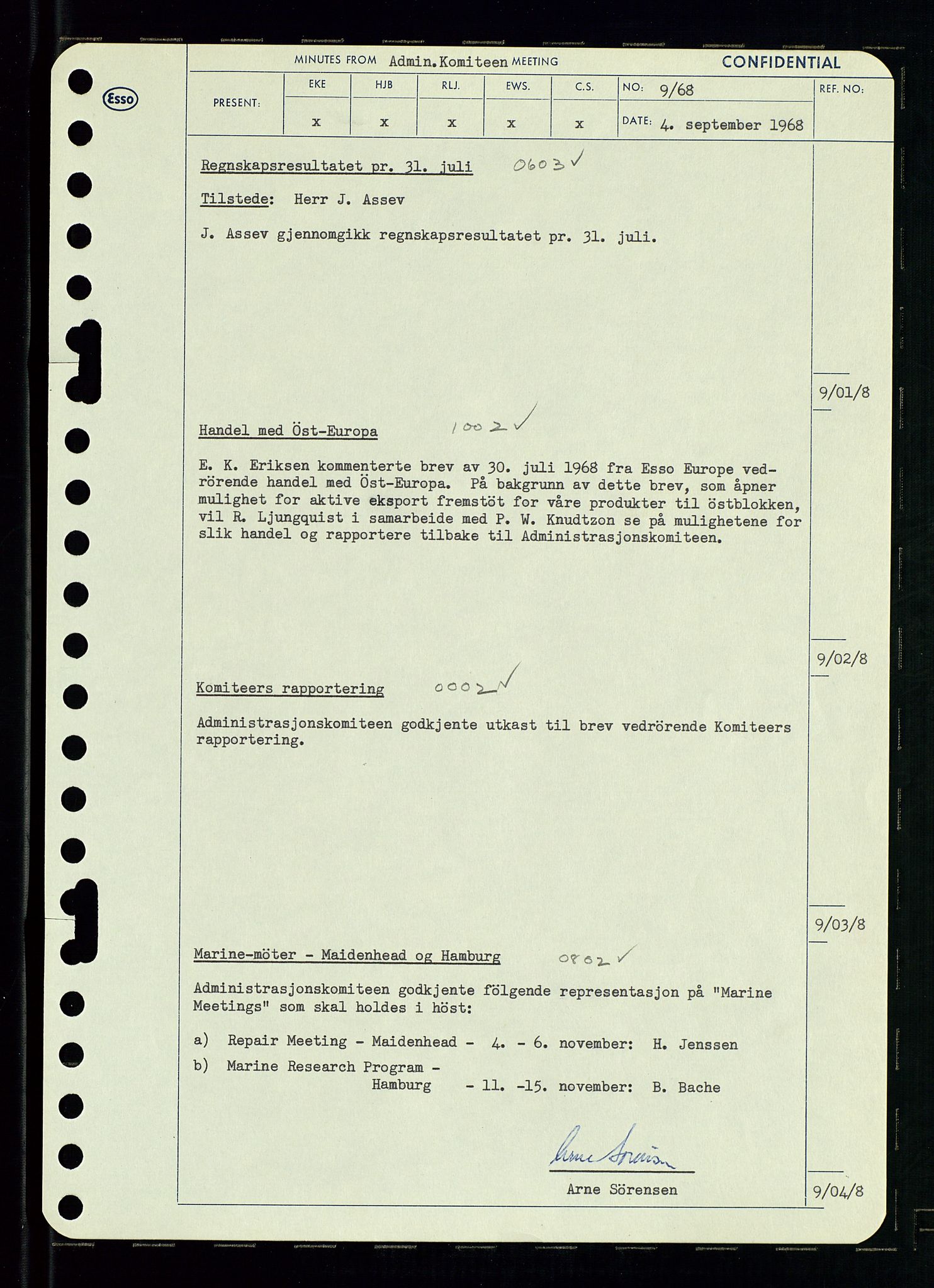 Pa 0982 - Esso Norge A/S, AV/SAST-A-100448/A/Aa/L0002/0004: Den administrerende direksjon Board minutes (styrereferater) / Den administrerende direksjon Board minutes (styrereferater), 1968, s. 84