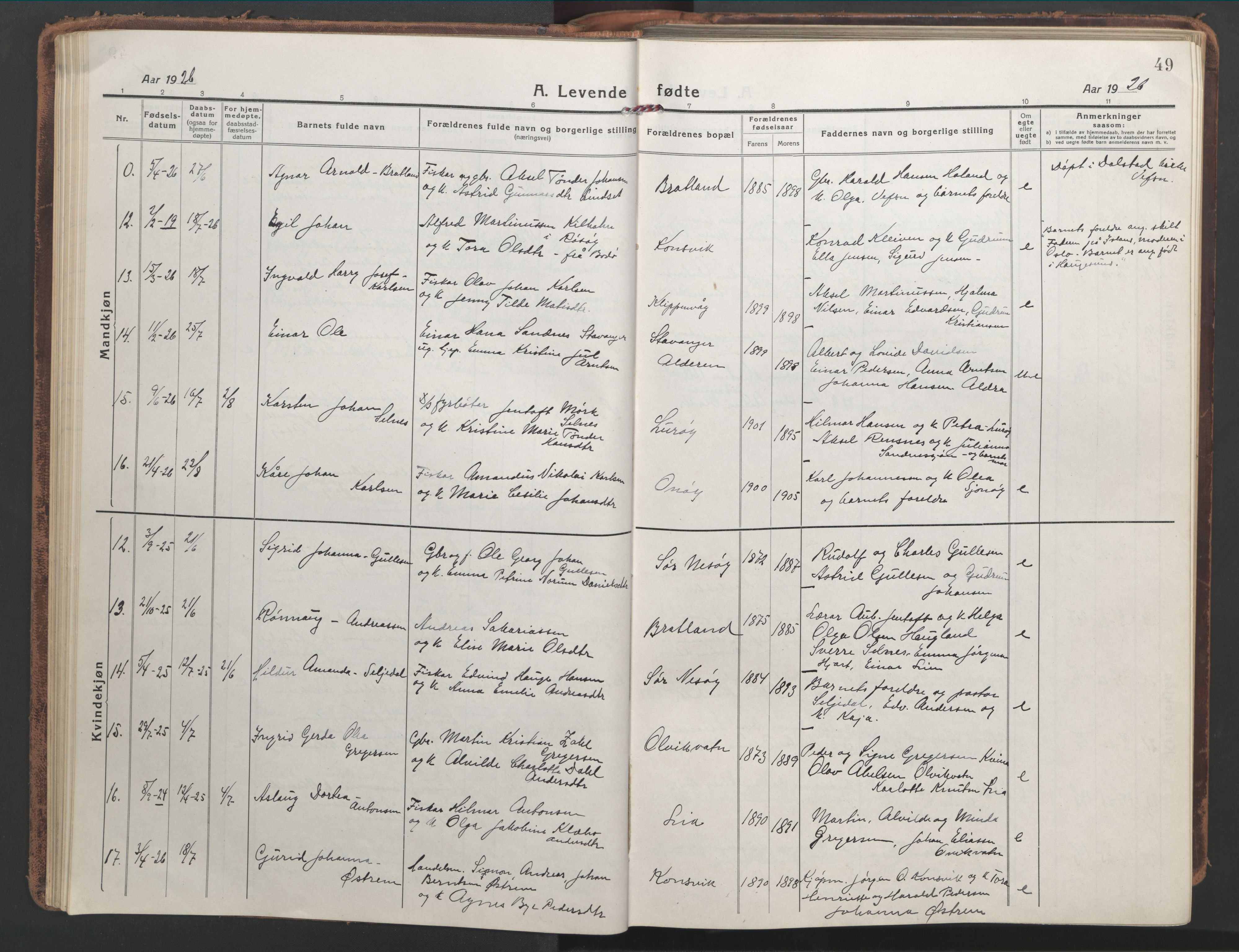 Ministerialprotokoller, klokkerbøker og fødselsregistre - Nordland, AV/SAT-A-1459/839/L0574: Klokkerbok nr. 839C04, 1918-1950, s. 49