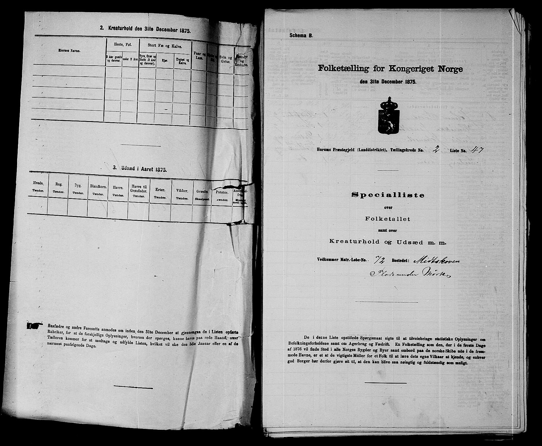 SAKO, Folketelling 1875 for 0628L Hurum prestegjeld, Hurum sokn, 1875, s. 214