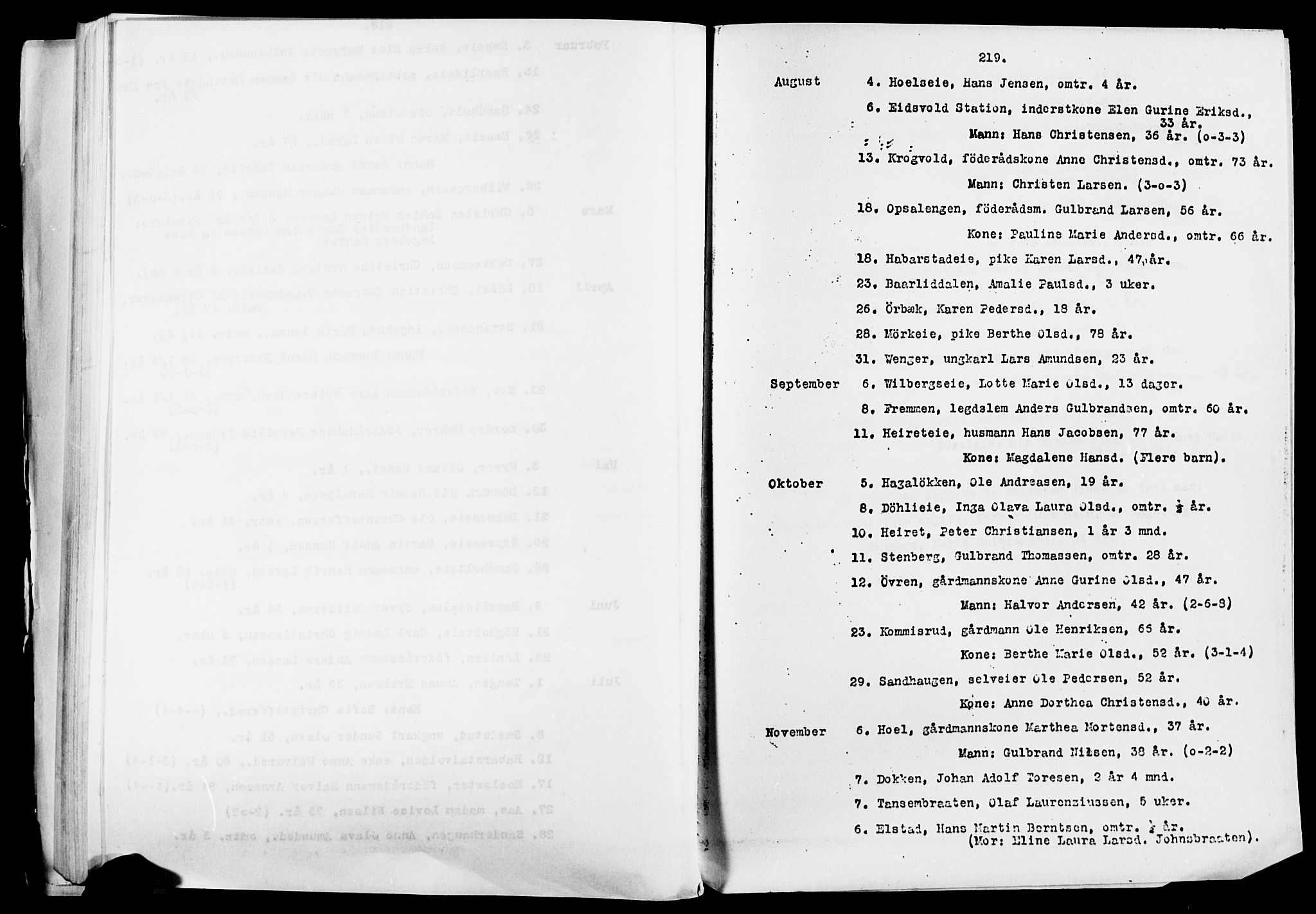 Eidsvoll prestekontor Kirkebøker, SAO/A-10888/O/Oa/L0005: Annen kirkebok nr. 5, 1815-1865, s. 219