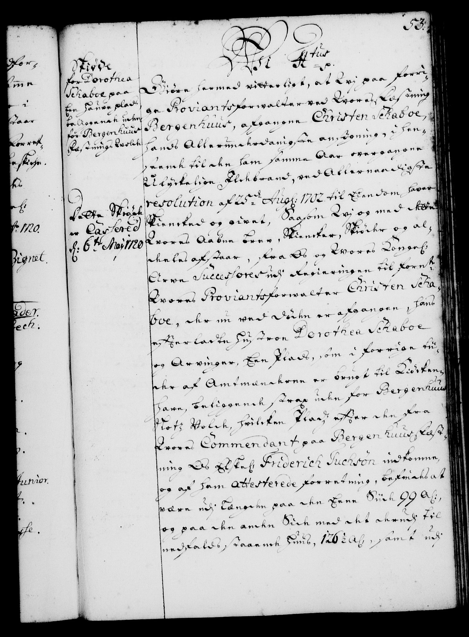 Rentekammeret, Kammerkanselliet, AV/RA-EA-3111/G/Gg/Gga/L0001: Norsk ekspedisjonsprotokoll med register (merket RK 53.1), 1720-1723, s. 53