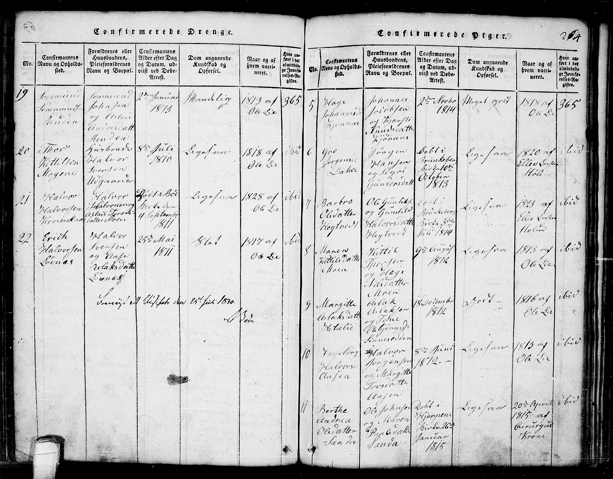 Seljord kirkebøker, AV/SAKO-A-20/G/Ga/L0001: Klokkerbok nr. I 1, 1815-1854, s. 264