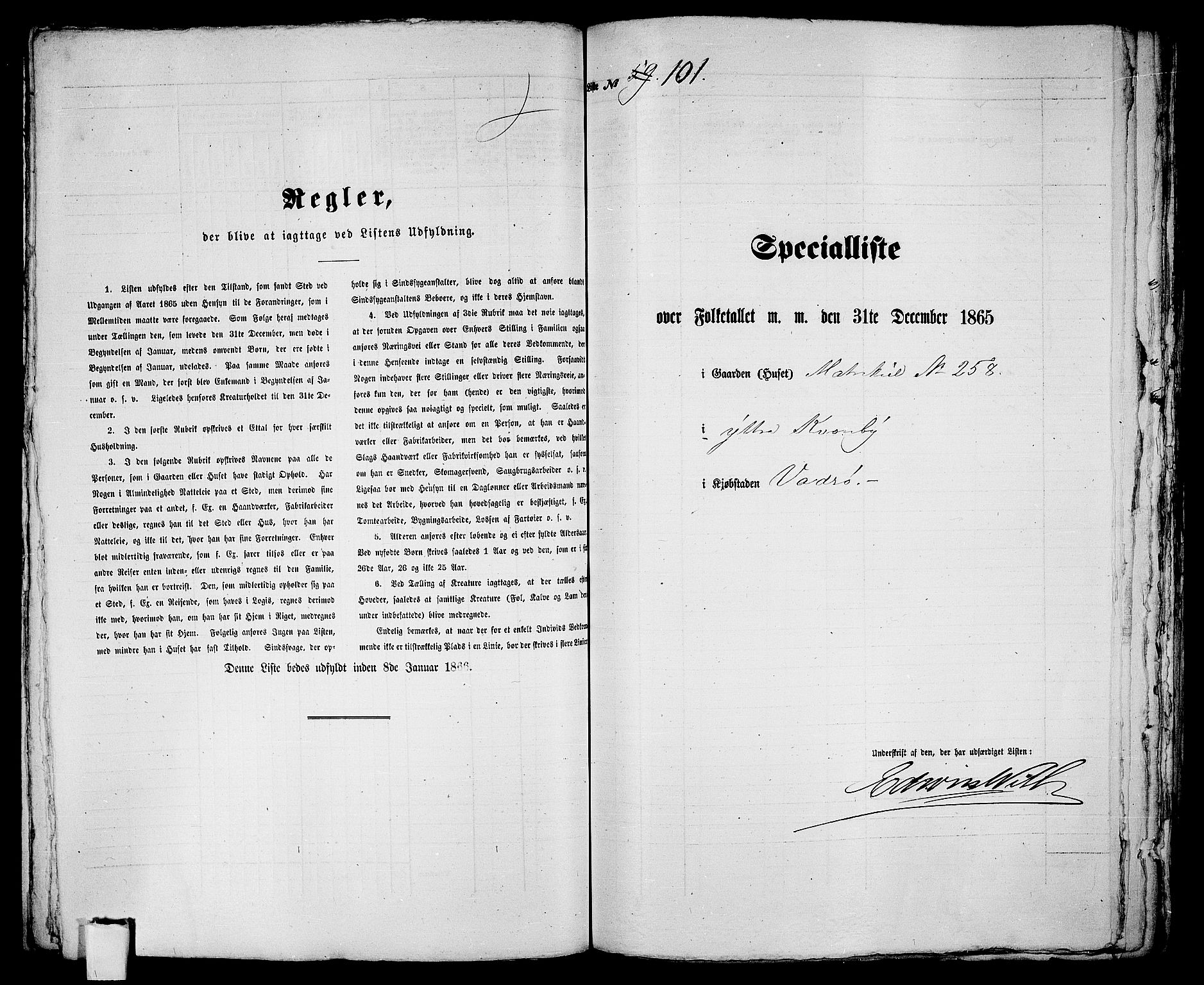 RA, Folketelling 1865 for 2003B Vadsø prestegjeld, Vadsø kjøpstad, 1865, s. 208