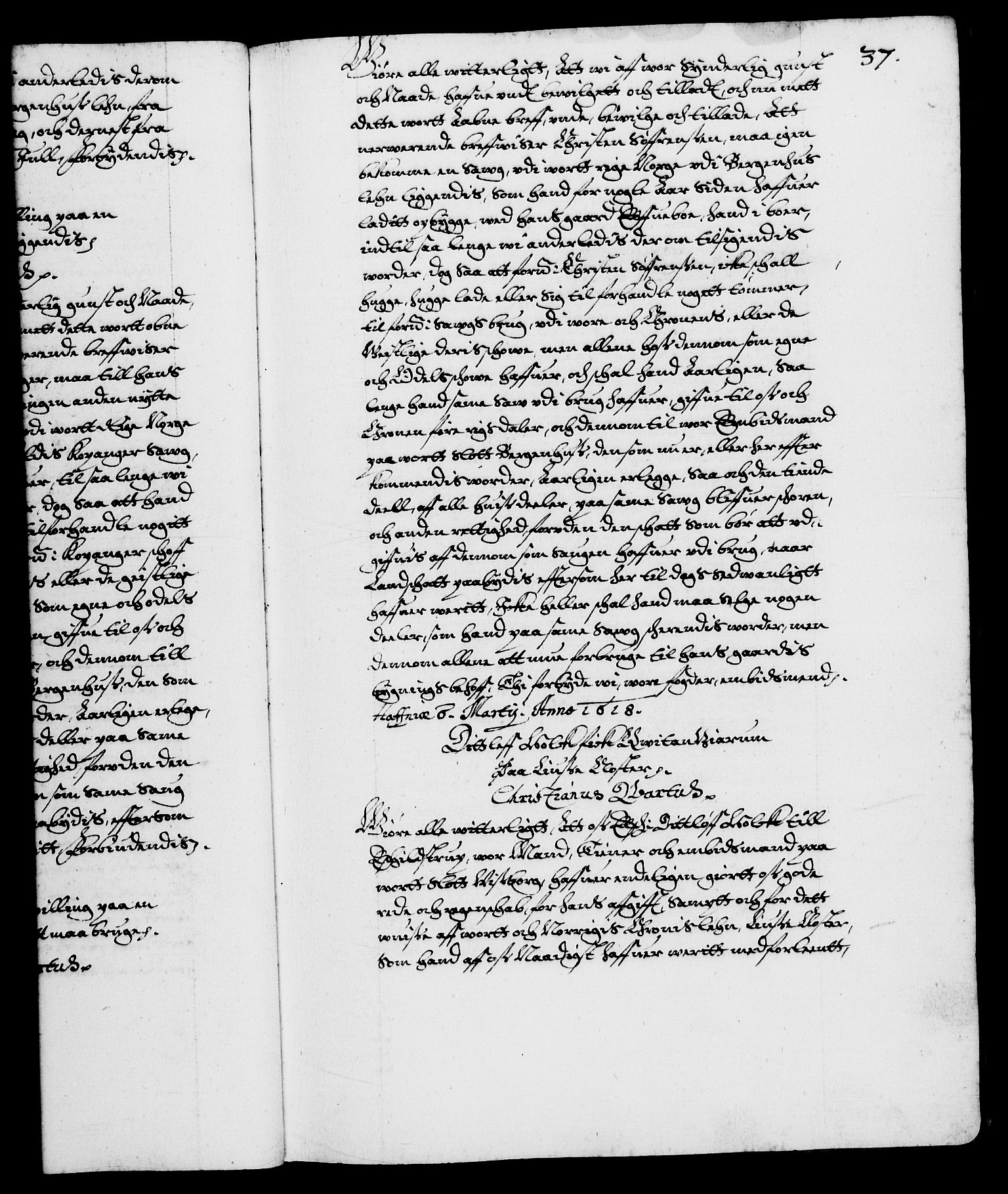 Danske Kanselli 1572-1799, RA/EA-3023/F/Fc/Fca/Fcaa/L0004: Norske registre (mikrofilm), 1617-1630, s. 37a