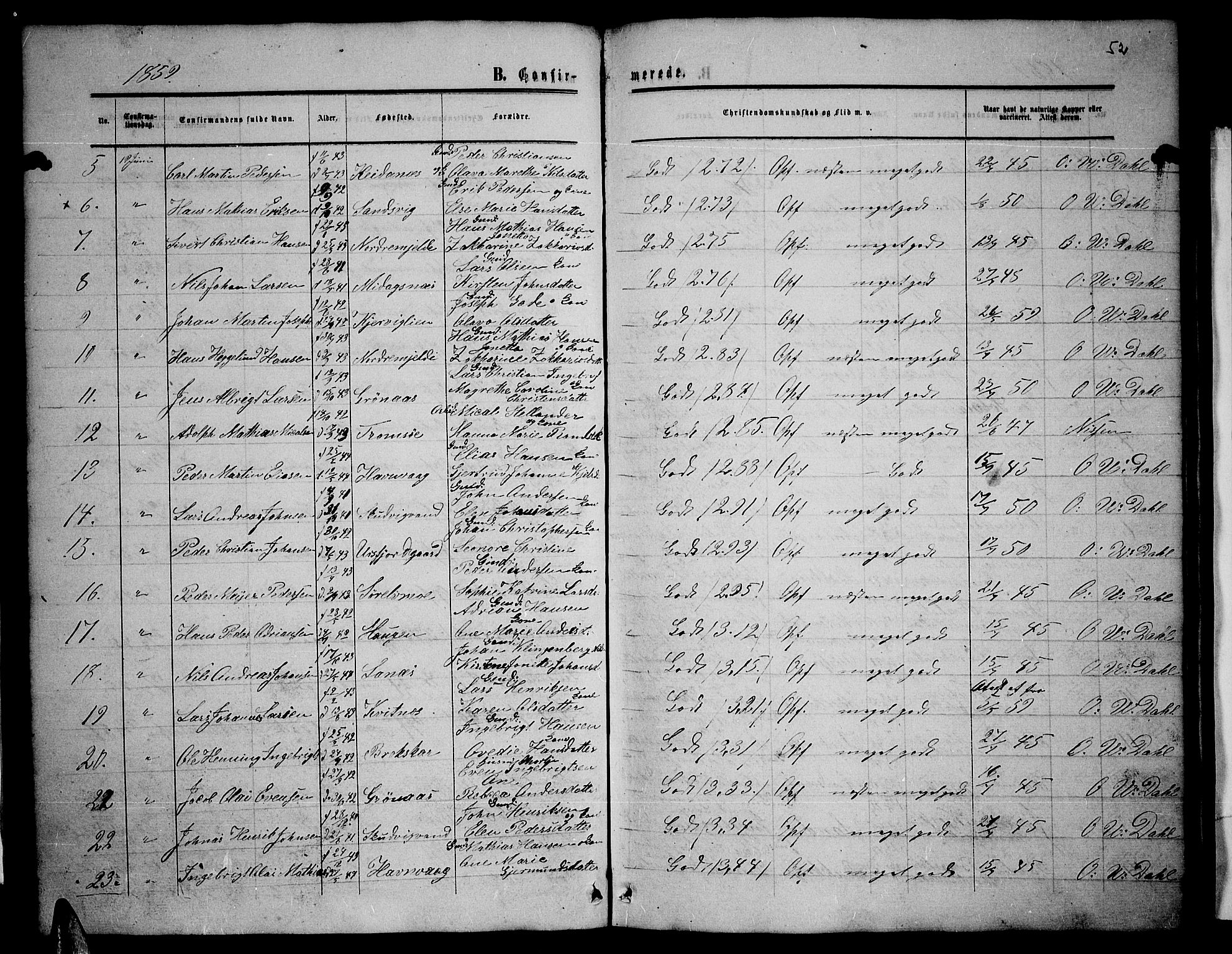 Balsfjord sokneprestembete, AV/SATØ-S-1303/G/Gab/L0001klokker: Klokkerbok nr. 1, 1856-1869, s. 52