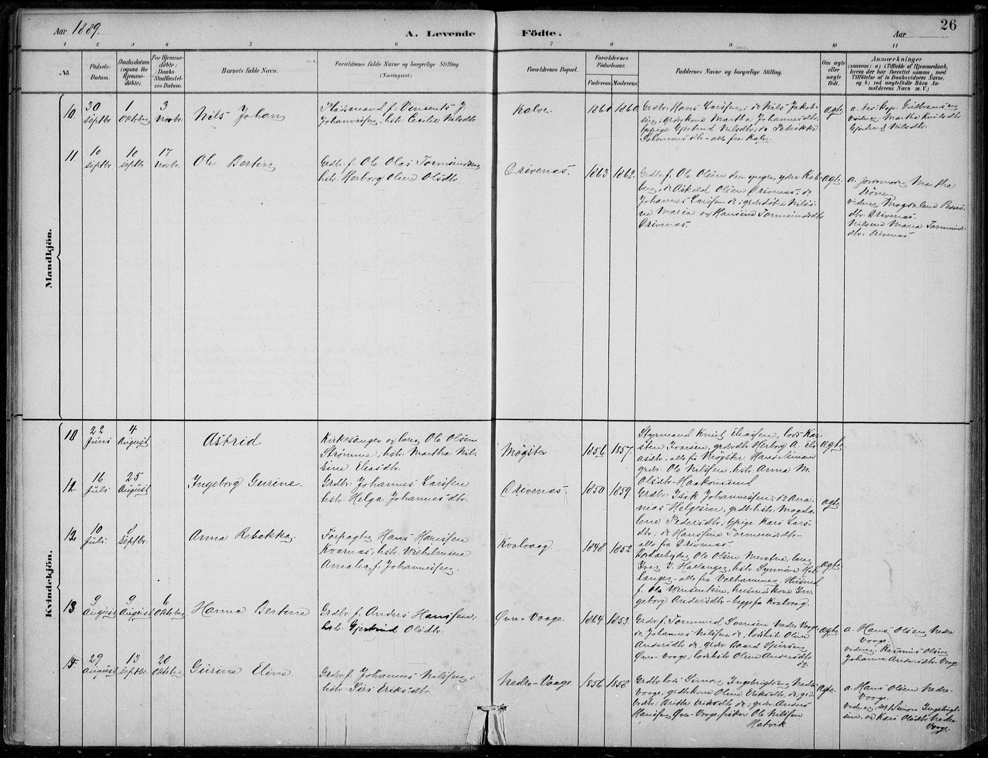 Sund sokneprestembete, AV/SAB-A-99930: Ministerialbok nr. D 1, 1882-1899, s. 26