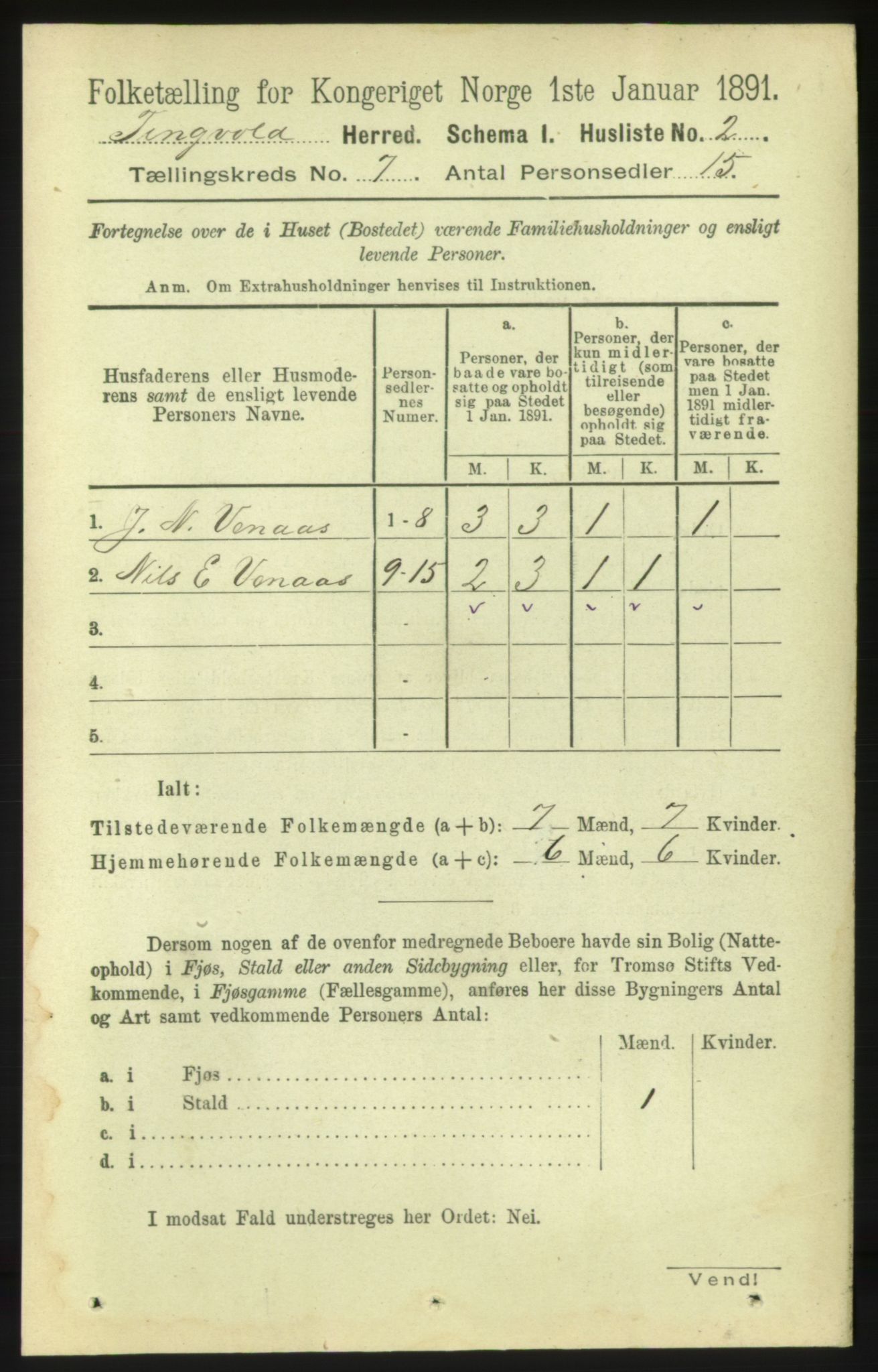 RA, Folketelling 1891 for 1560 Tingvoll herred, 1891, s. 2835