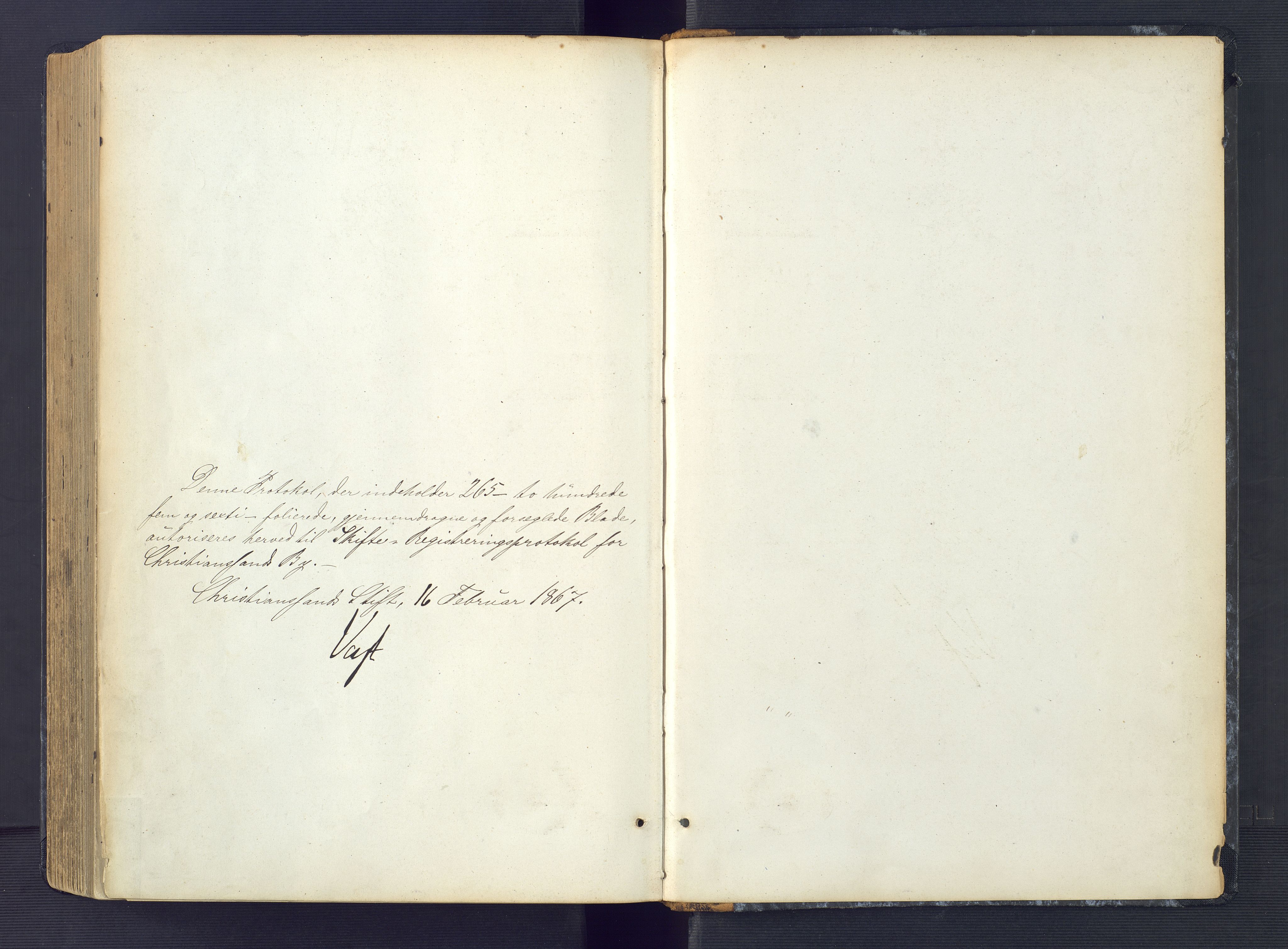 Kristiansand byrett, AV/SAK-1223-0001/H/Hc/L0030: Skifteregistreringsprotokoll nr. 2, med register, 1867-1876