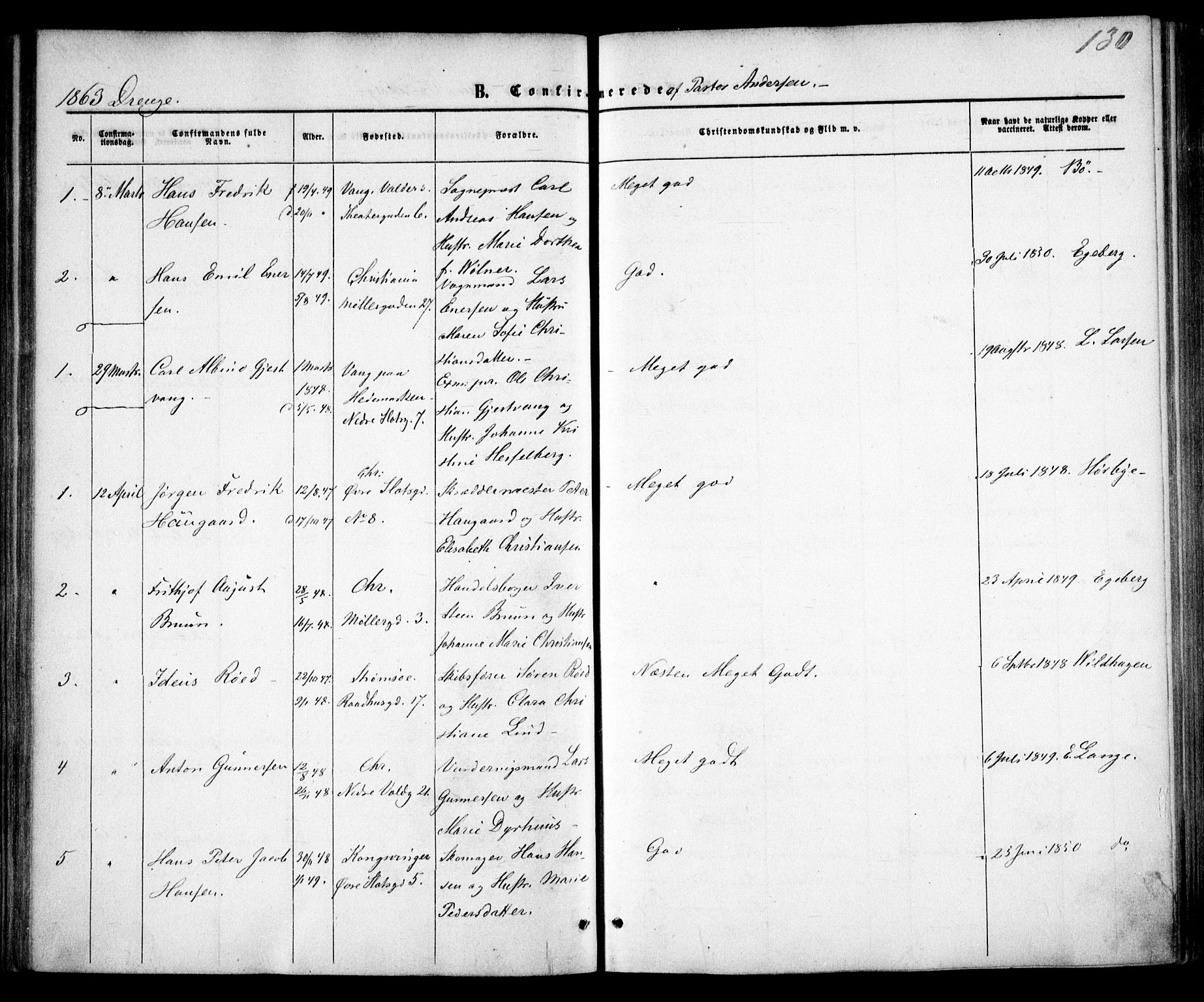 Trefoldighet prestekontor Kirkebøker, AV/SAO-A-10882/F/Fb/L0001: Ministerialbok nr. II 1, 1858-1871, s. 130