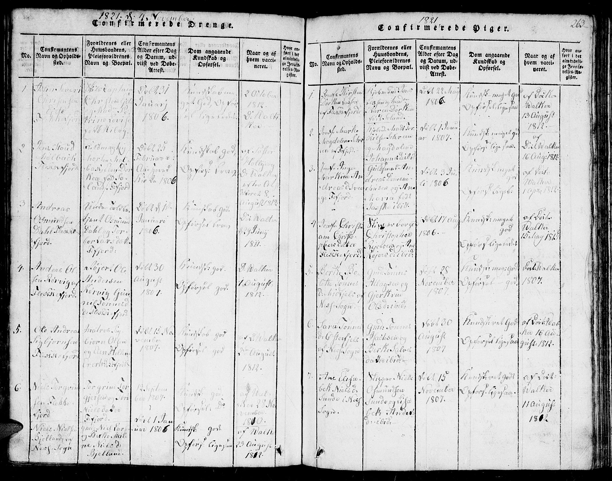 Flekkefjord sokneprestkontor, AV/SAK-1111-0012/F/Fb/Fbc/L0003: Klokkerbok nr. B 3, 1815-1826, s. 262