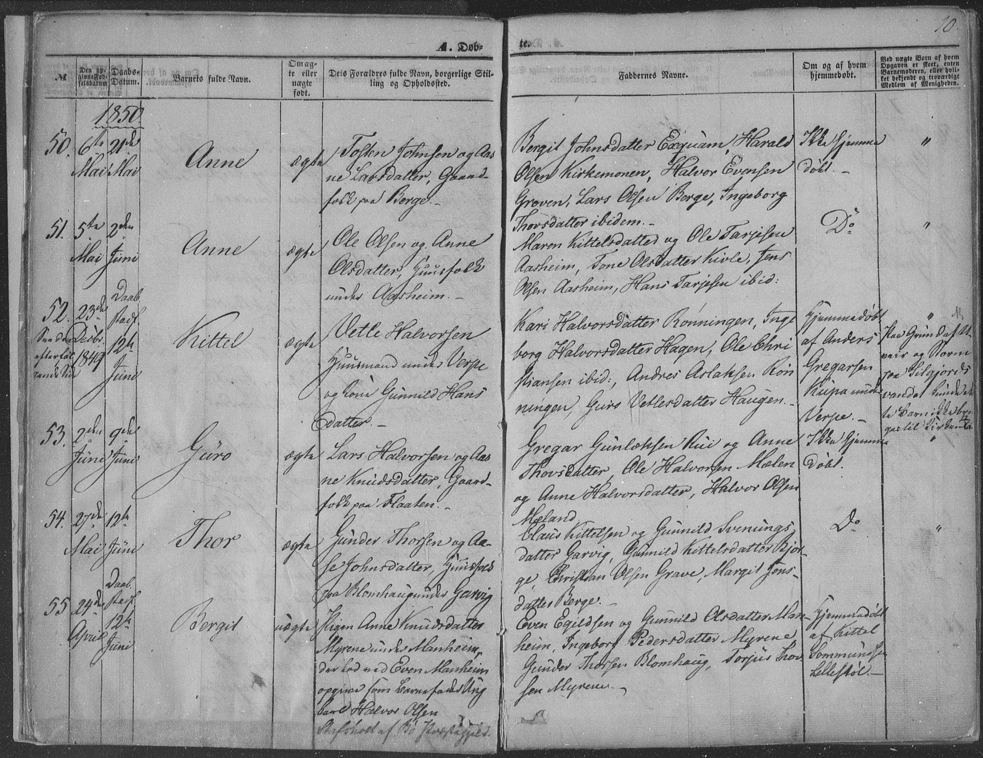 Seljord kirkebøker, AV/SAKO-A-20/F/Fa/L012a: Ministerialbok nr. I 12A, 1850-1865, s. 10