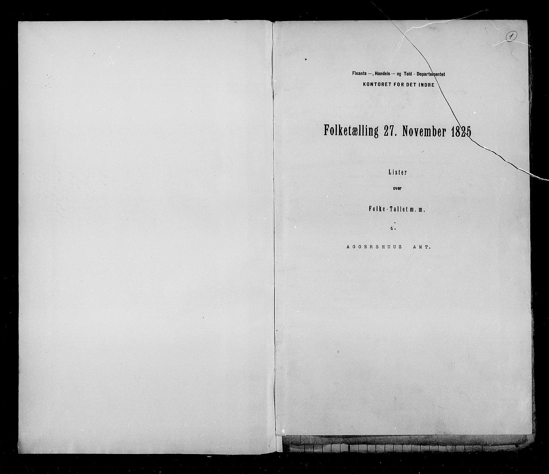 RA, Folketellingen 1825, bind 4: Akershus amt, 1825, s. 1