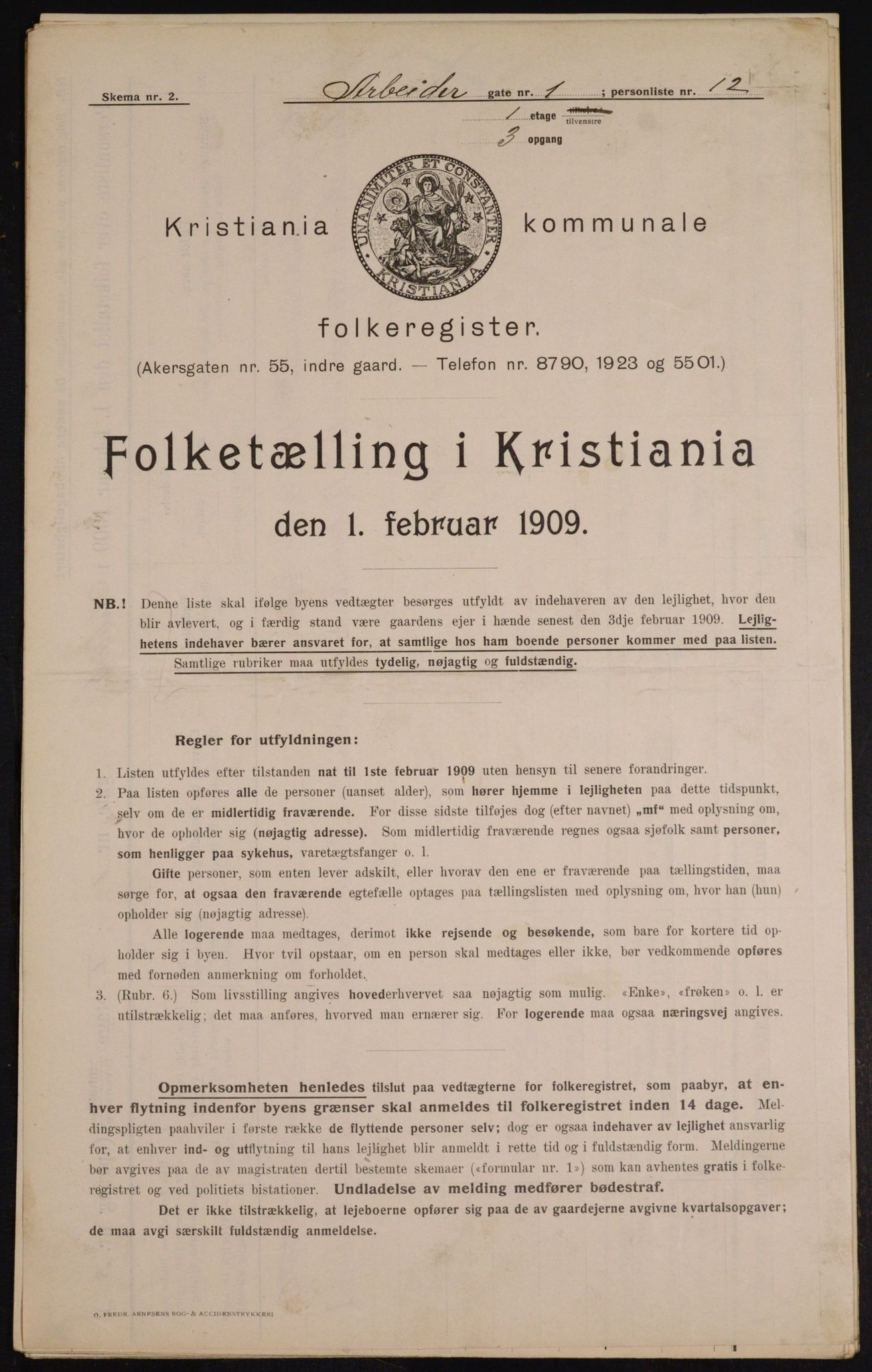 OBA, Kommunal folketelling 1.2.1909 for Kristiania kjøpstad, 1909, s. 1434