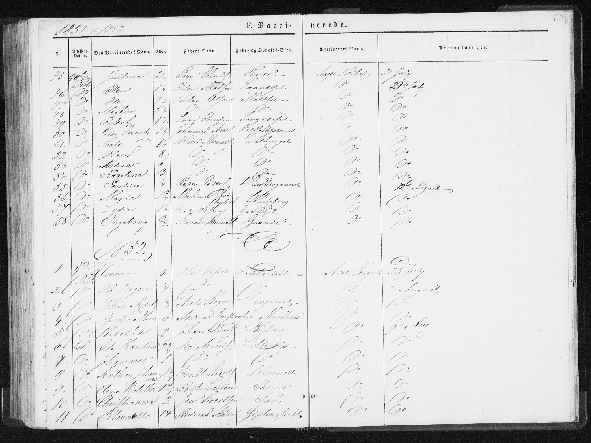 Ministerialprotokoller, klokkerbøker og fødselsregistre - Nord-Trøndelag, SAT/A-1458/744/L0418: Ministerialbok nr. 744A02, 1843-1866, s. 321