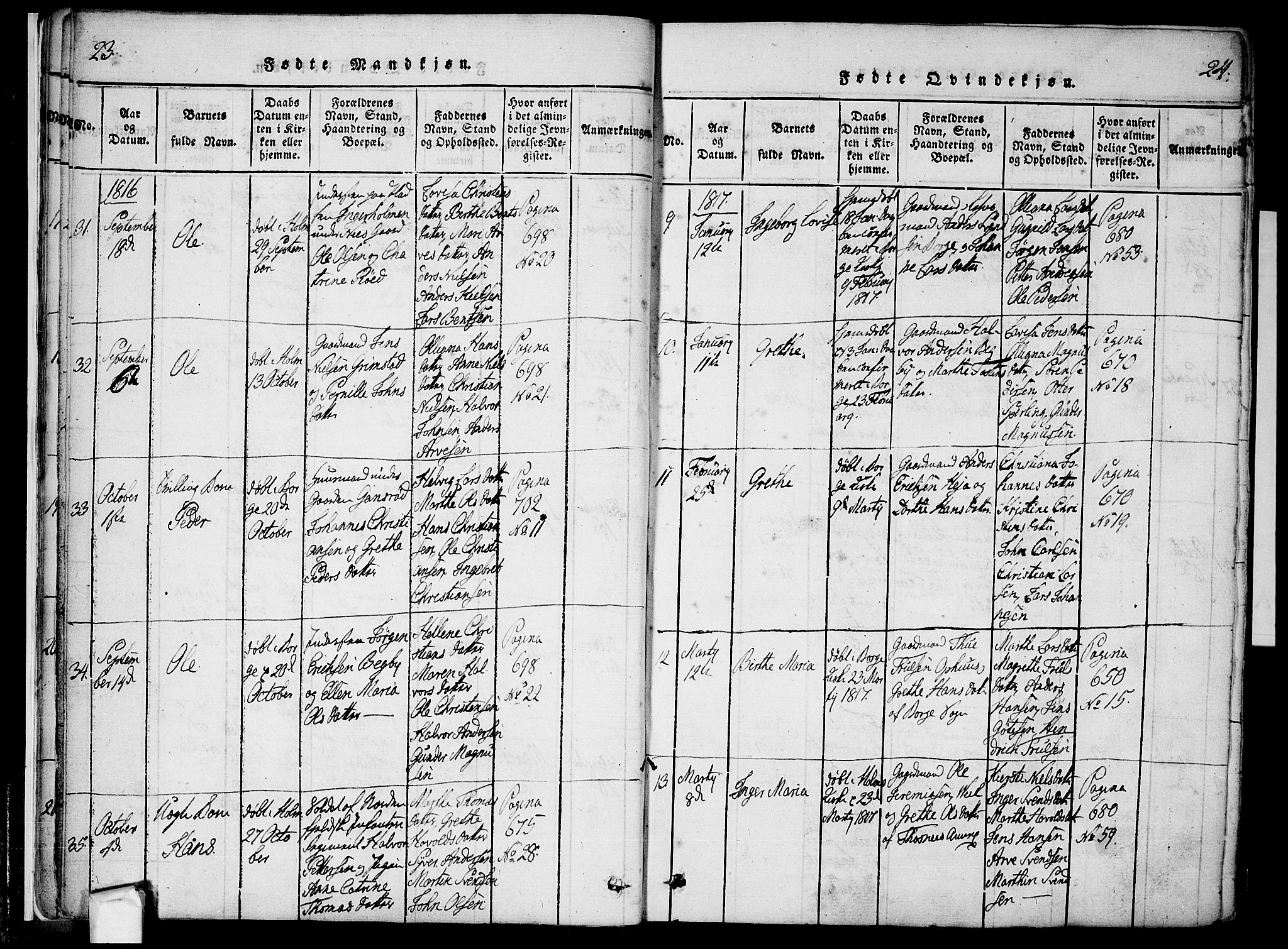Borge prestekontor Kirkebøker, AV/SAO-A-10903/F/Fa/L0003: Ministerialbok nr. I 3, 1815-1836, s. 23-24