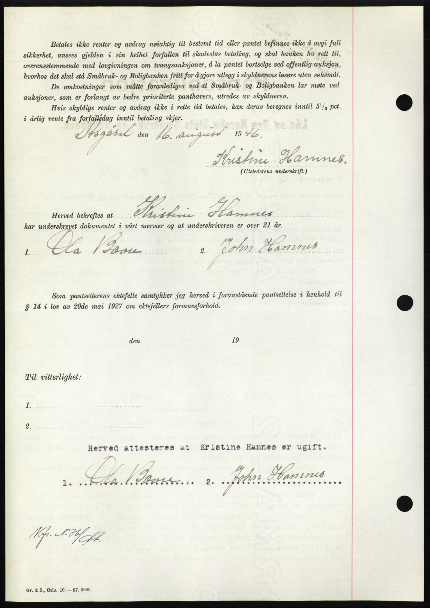 Nordmøre sorenskriveri, AV/SAT-A-4132/1/2/2Ca: Pantebok nr. B94, 1946-1946, Dagboknr: 1629/1946