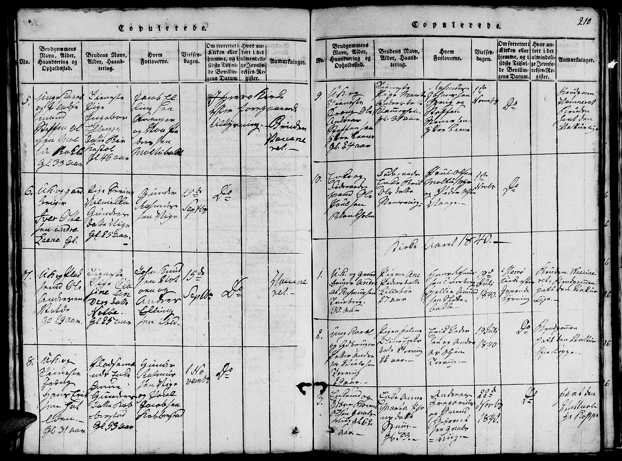 Ministerialprotokoller, klokkerbøker og fødselsregistre - Møre og Romsdal, SAT/A-1454/507/L0078: Klokkerbok nr. 507C01, 1816-1840, s. 210
