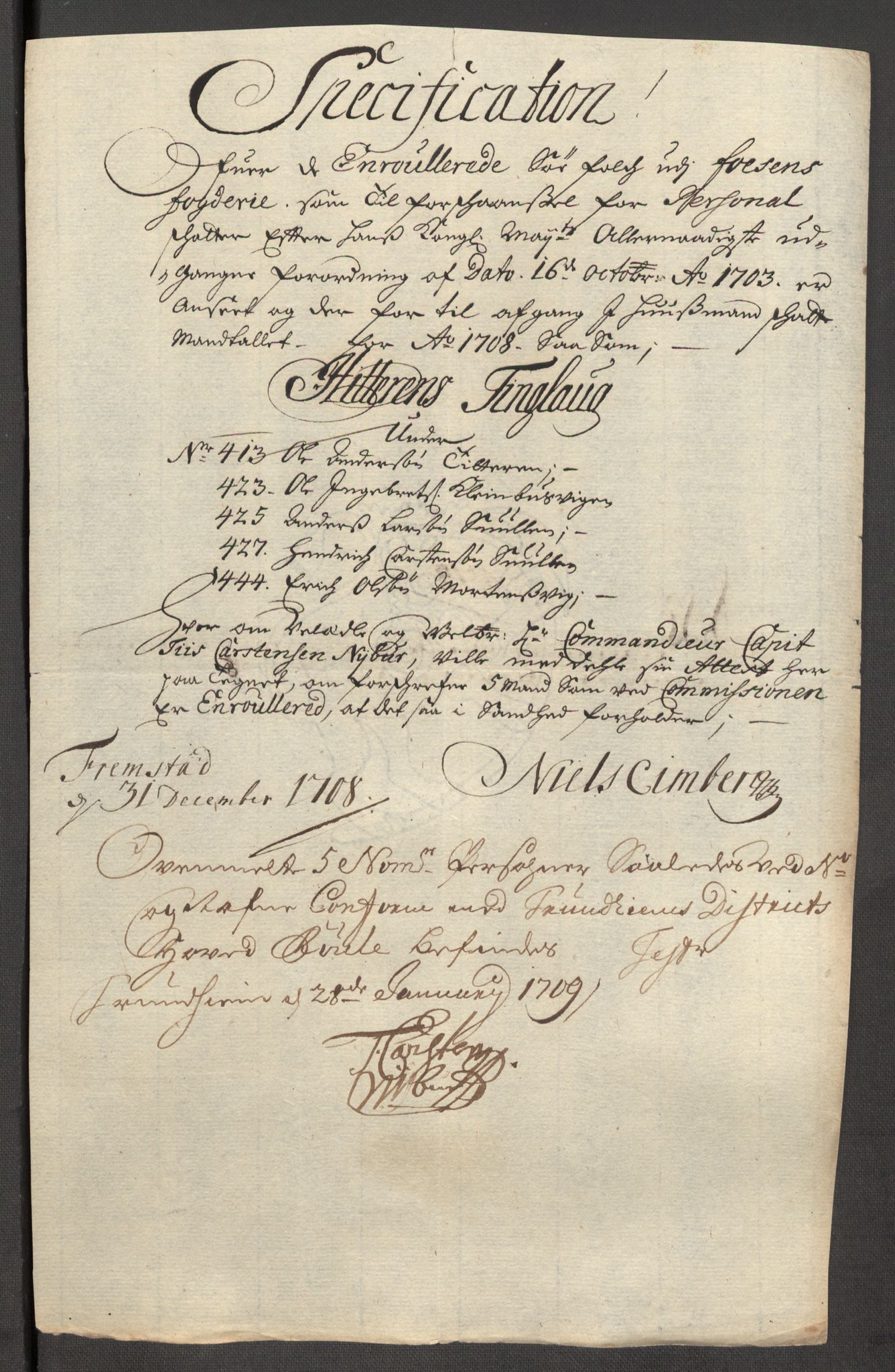 Rentekammeret inntil 1814, Reviderte regnskaper, Fogderegnskap, RA/EA-4092/R57/L3858: Fogderegnskap Fosen, 1708-1709, s. 158
