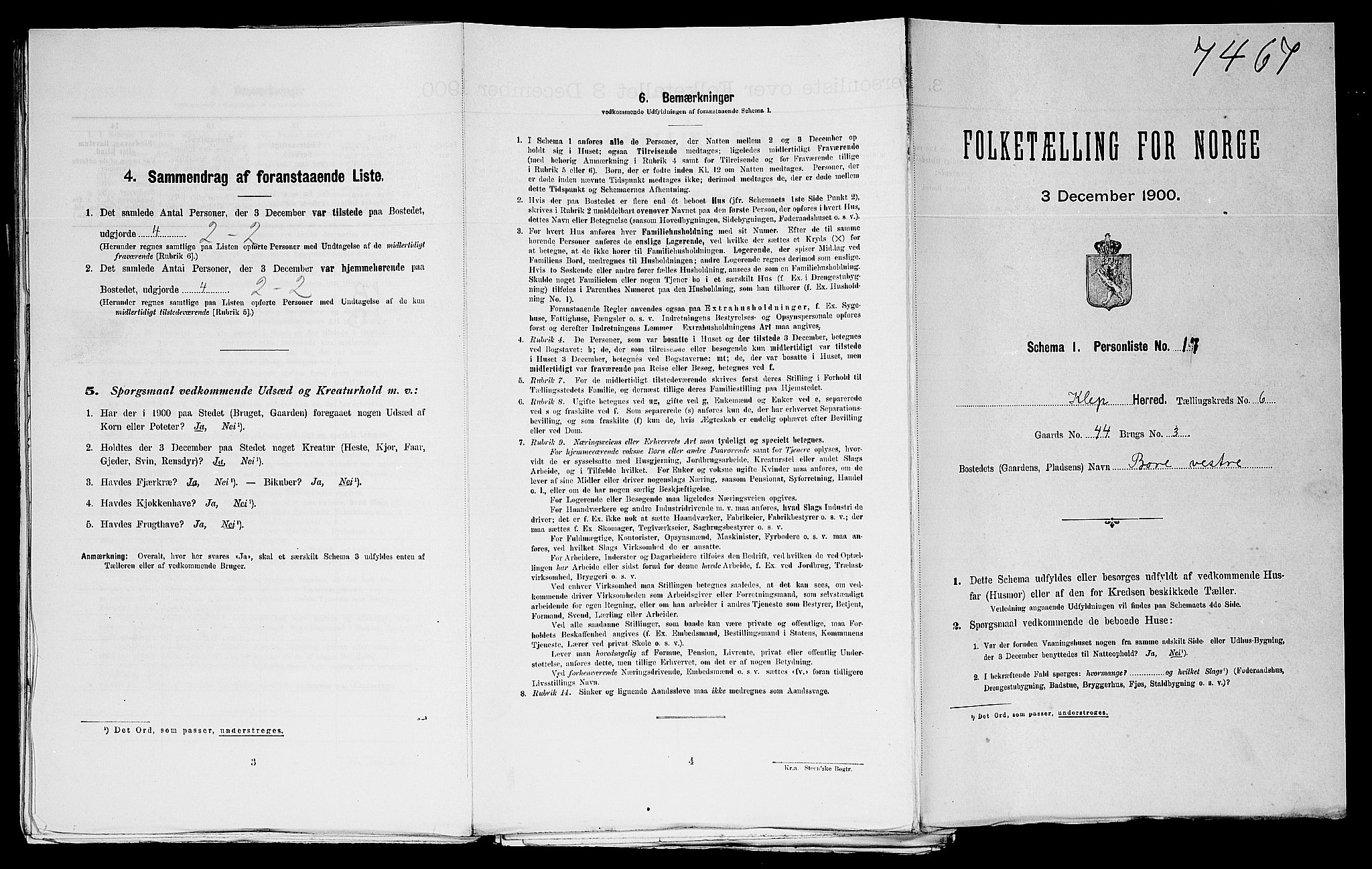 SAST, Folketelling 1900 for 1120 Klepp herred, 1900, s. 587