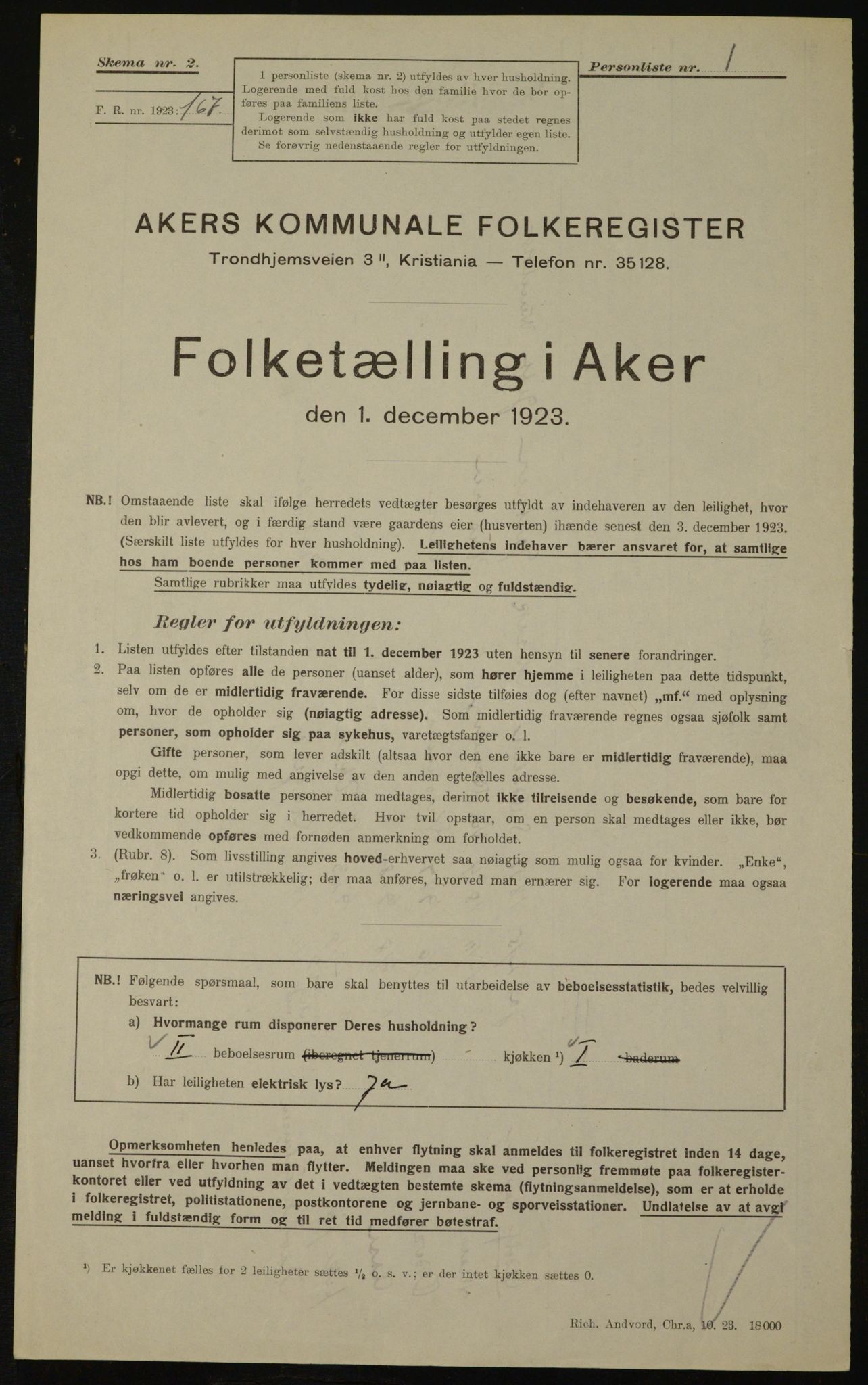 , Kommunal folketelling 1.12.1923 for Aker, 1923, s. 23263