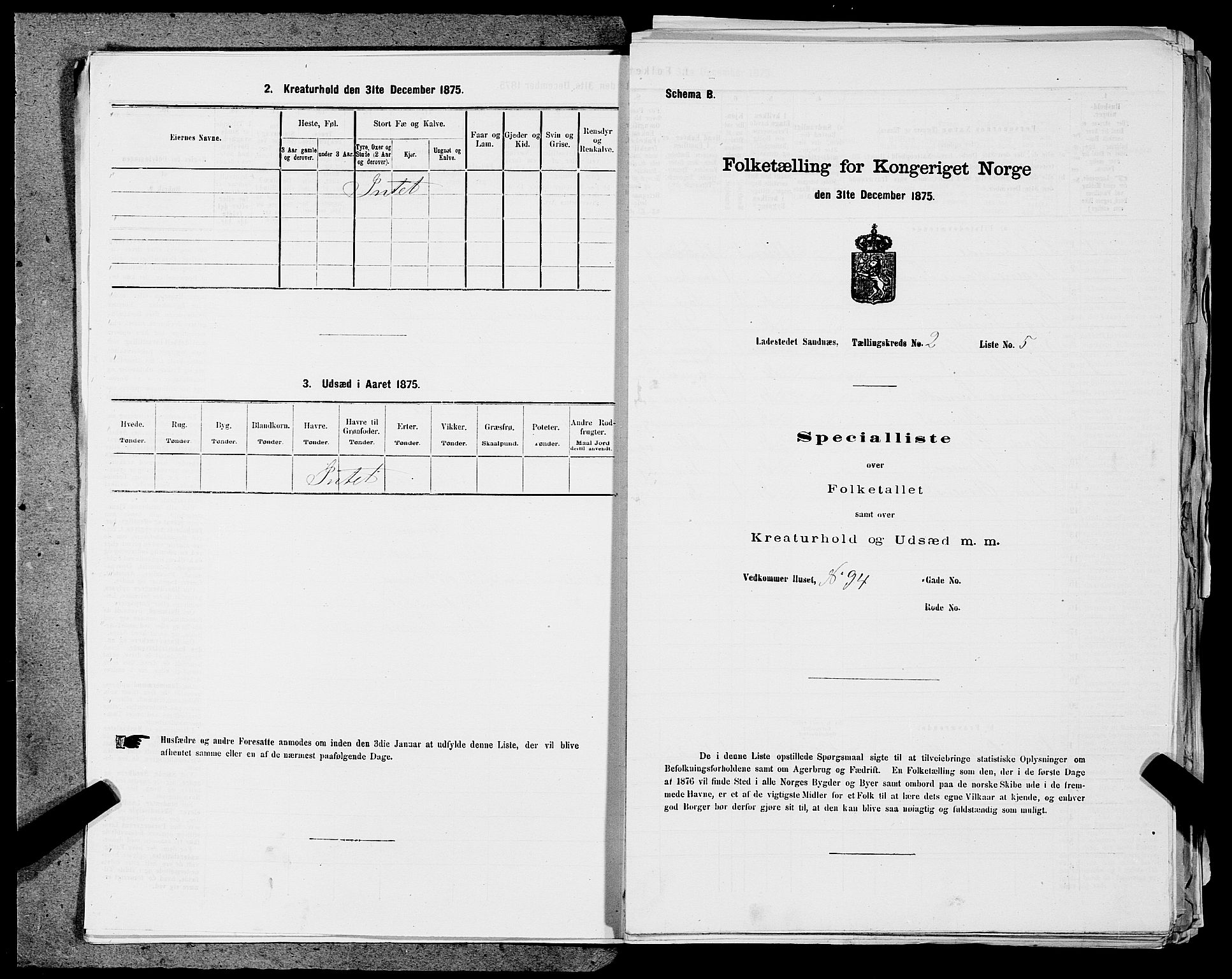 SAST, Folketelling 1875 for 1102B Høyland prestegjeld, Sandnes ladested, 1875, s. 217